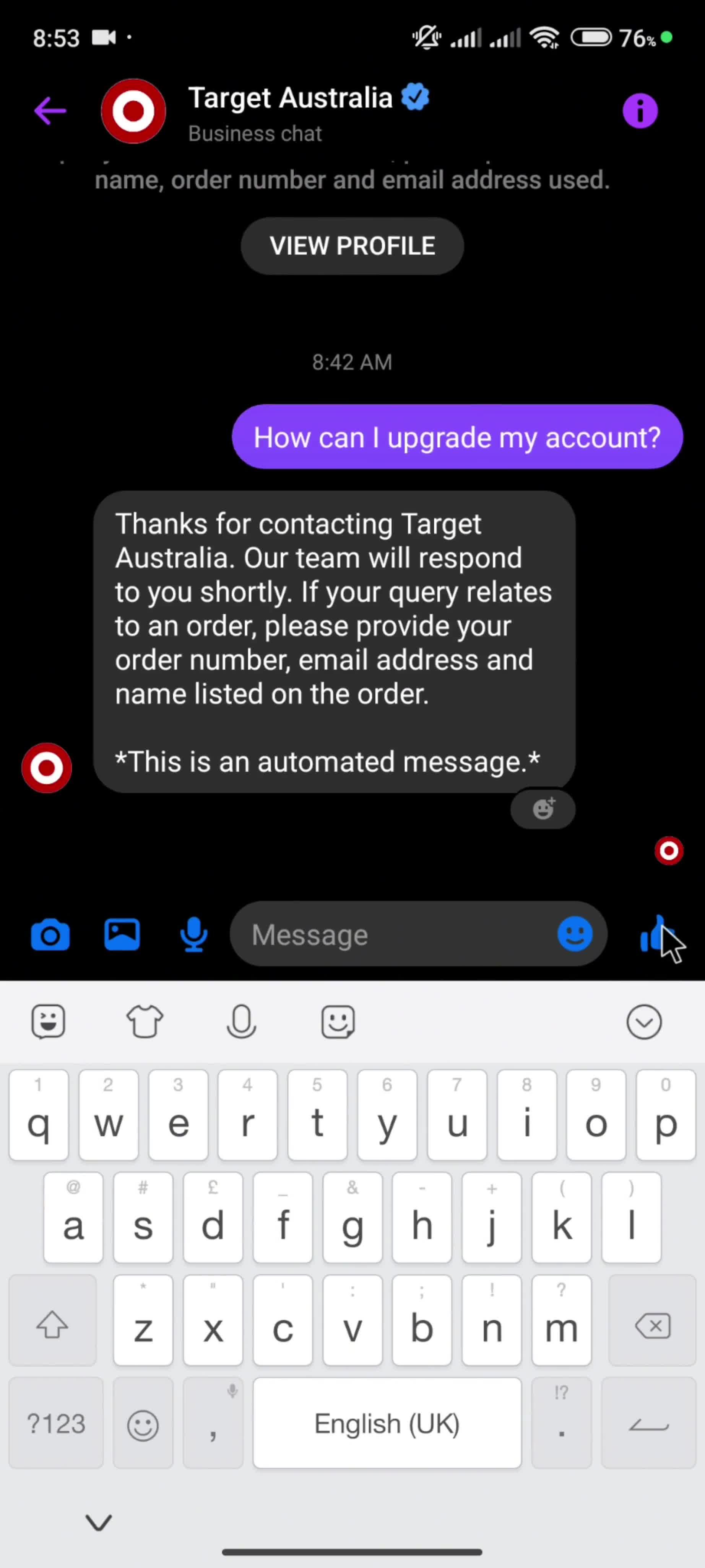 Help center screenshot