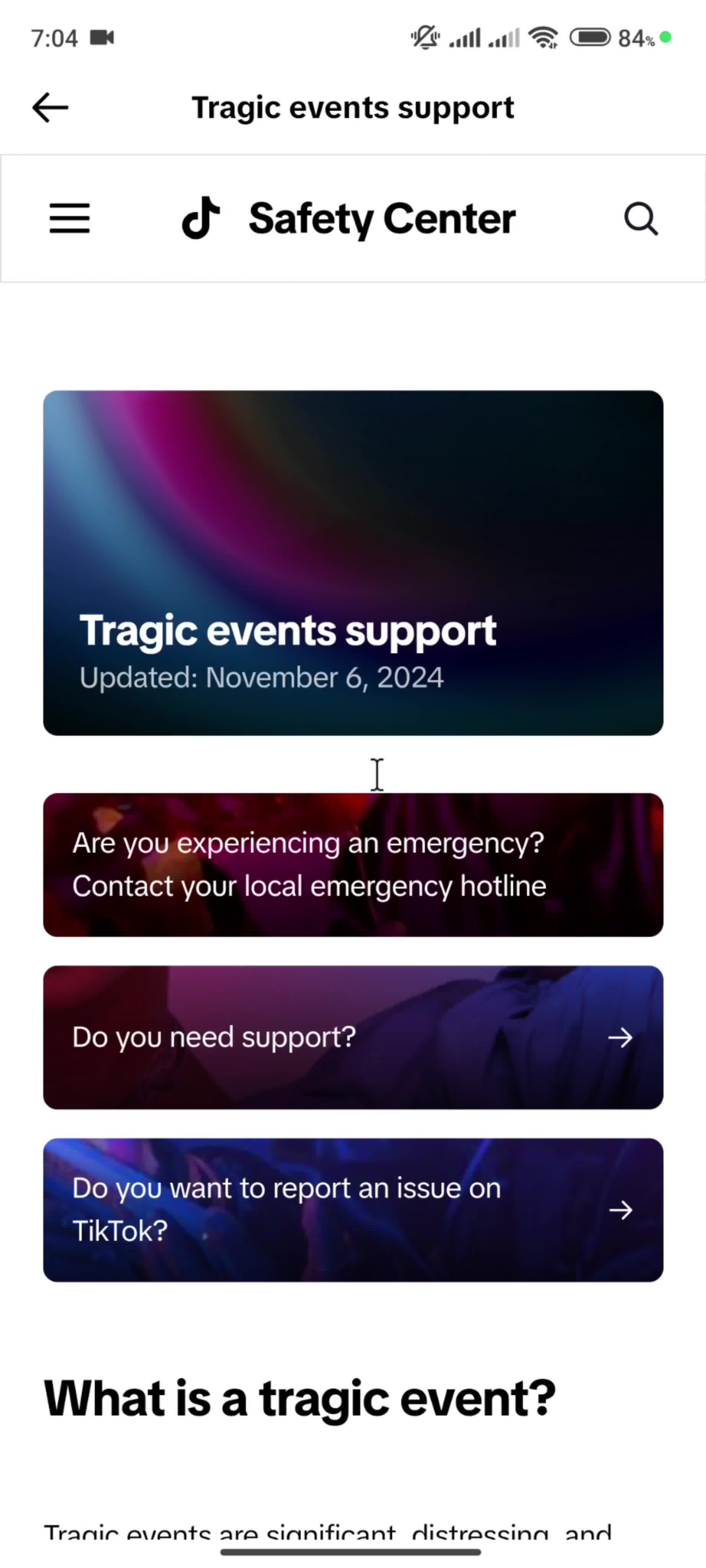 Help center on TikTok video thumbnail