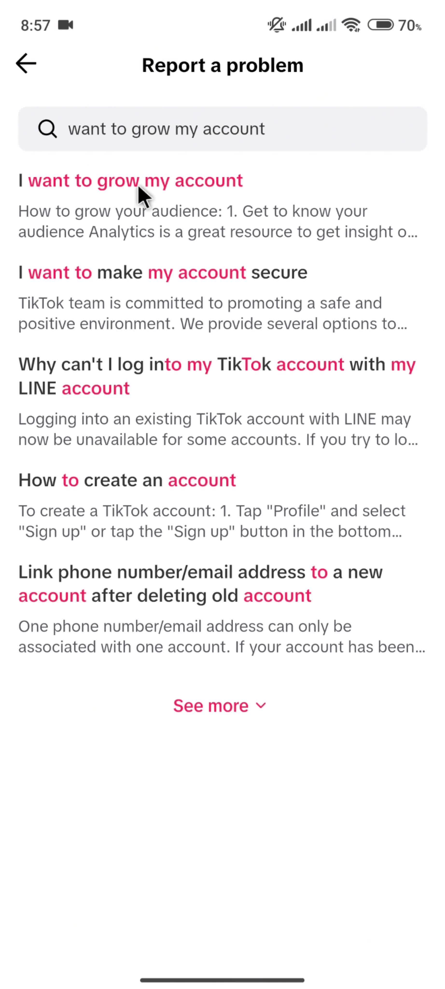 Help center on TikTok video thumbnail