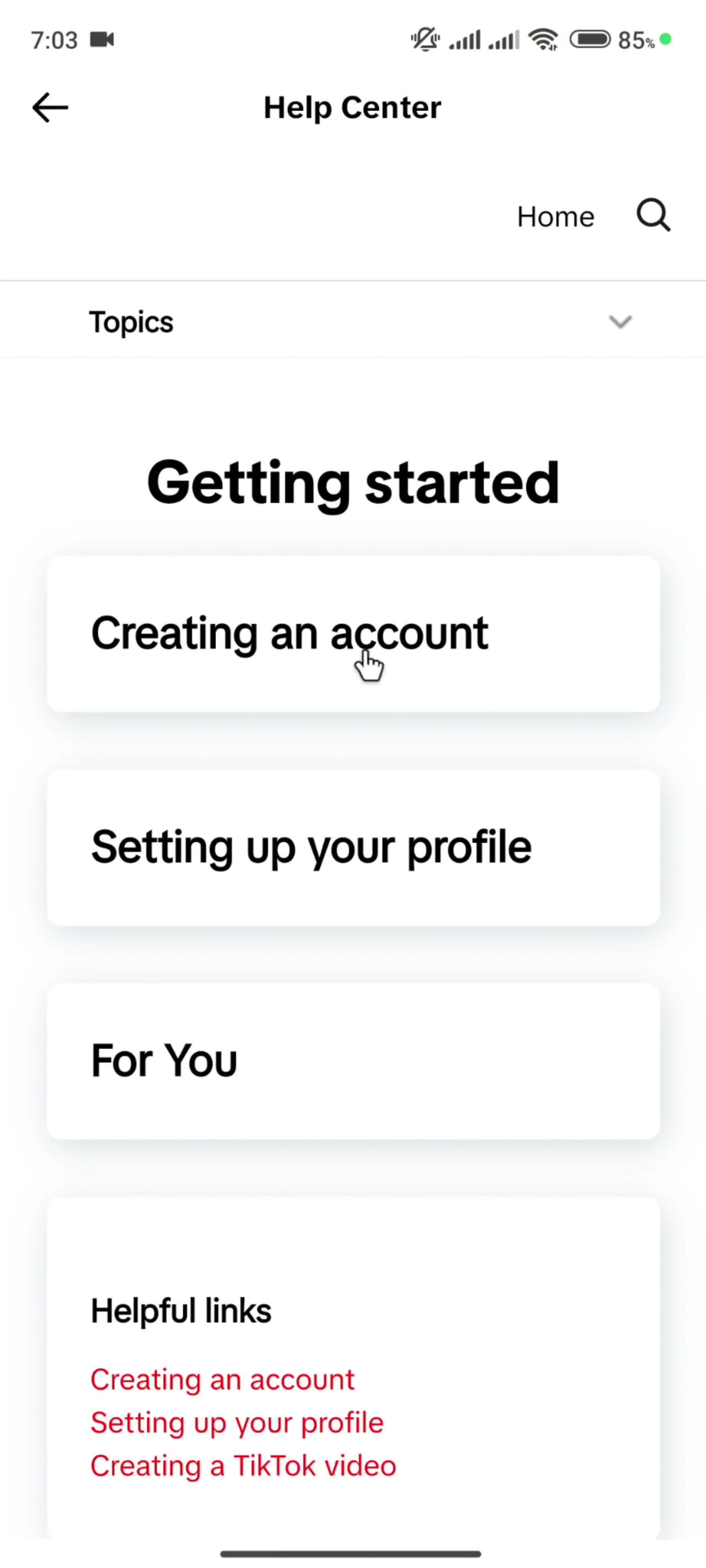 Help center on TikTok video thumbnail