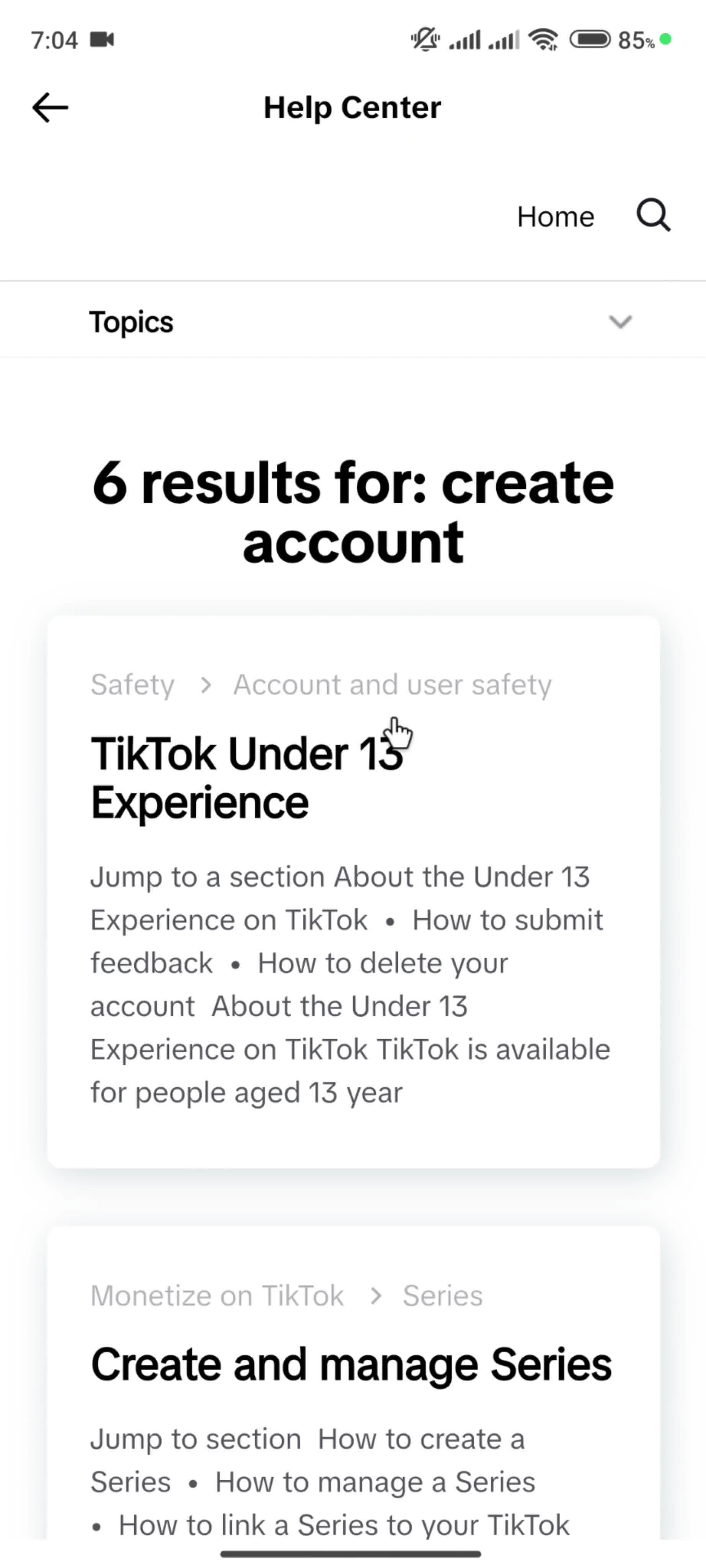 Help center on TikTok video thumbnail