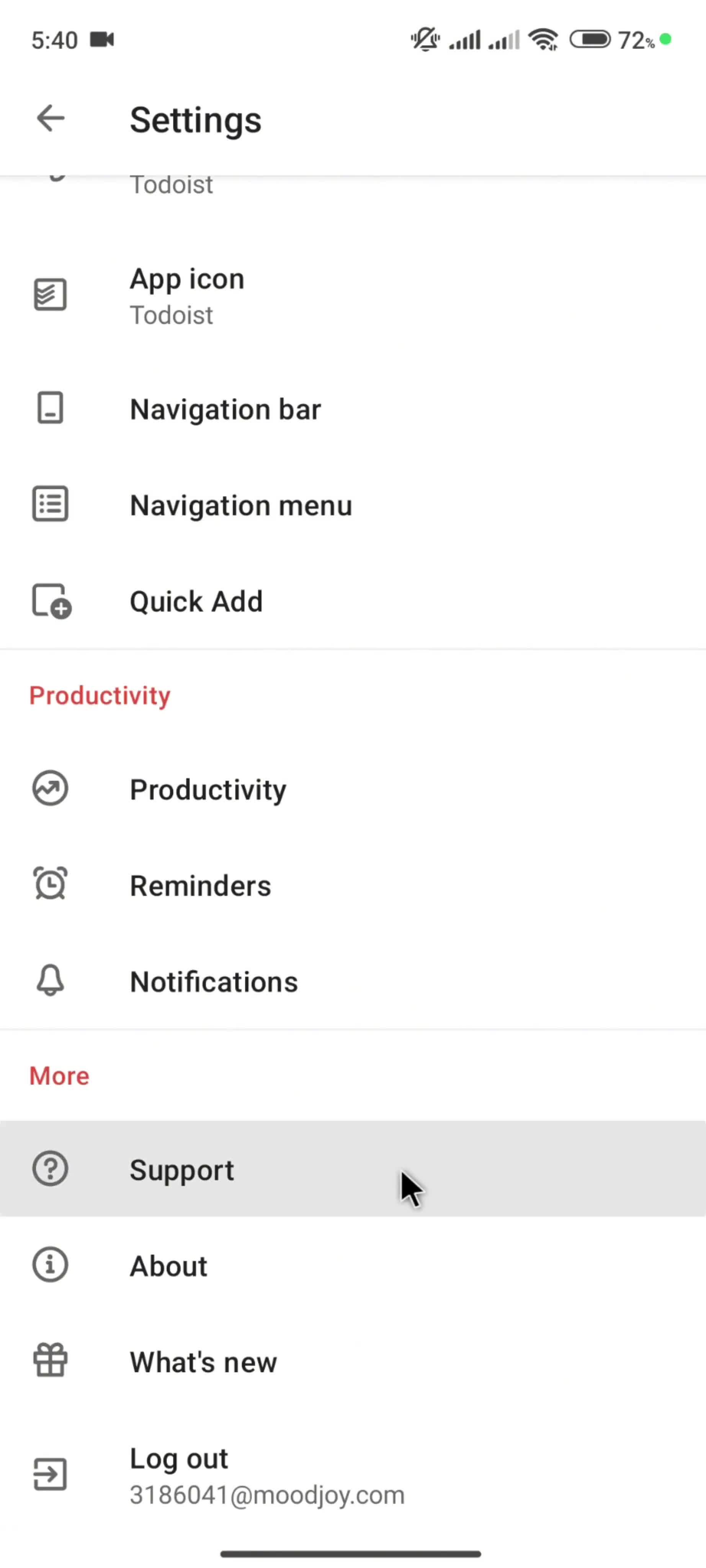 Help center screenshot