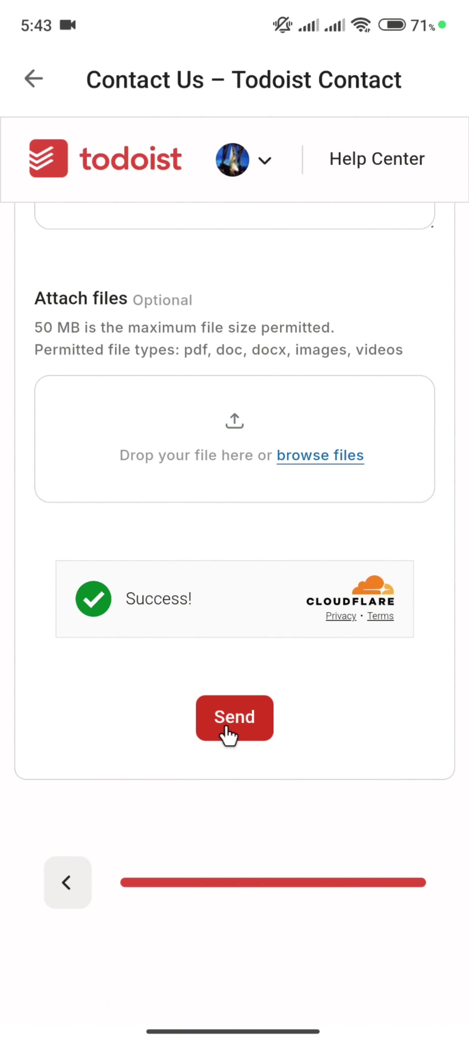 Help center screenshot