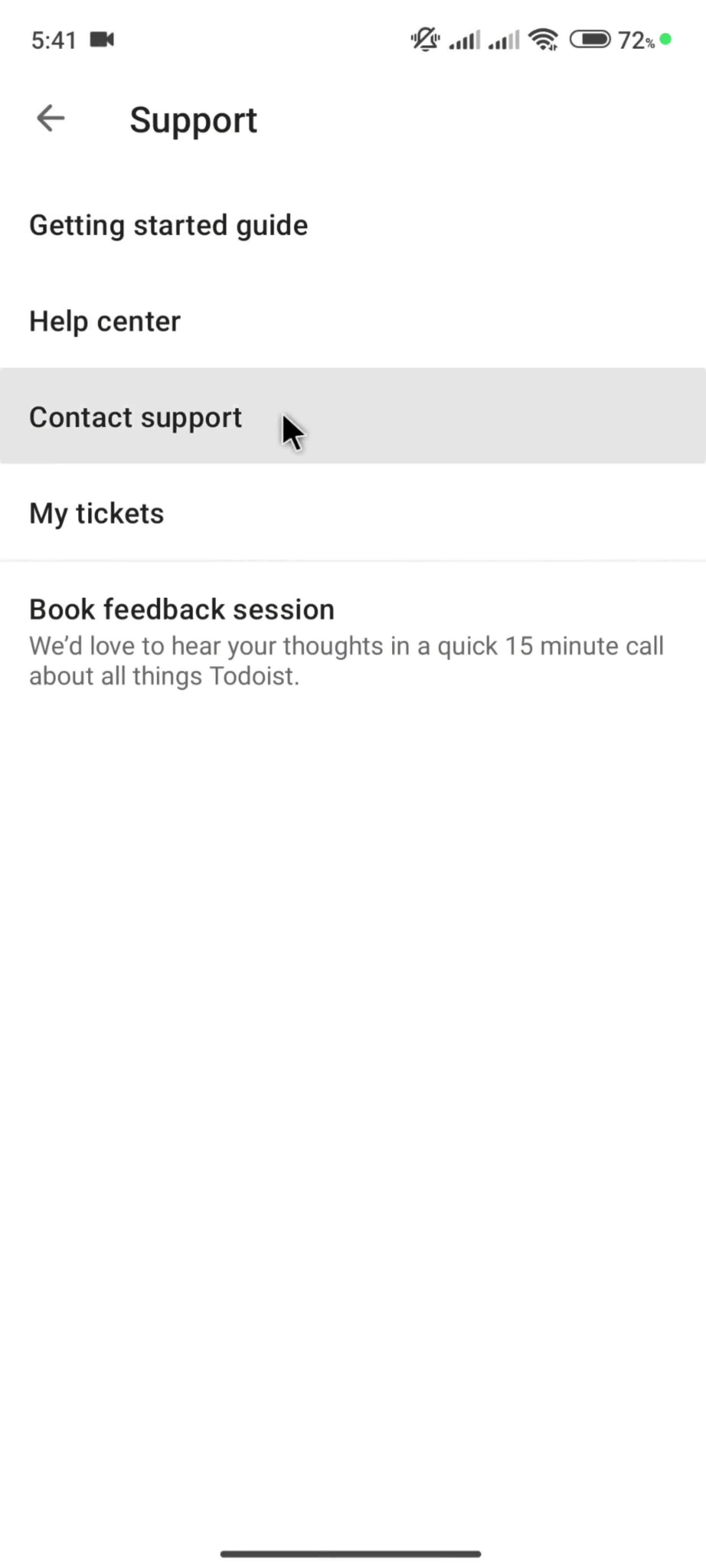 Help center screenshot