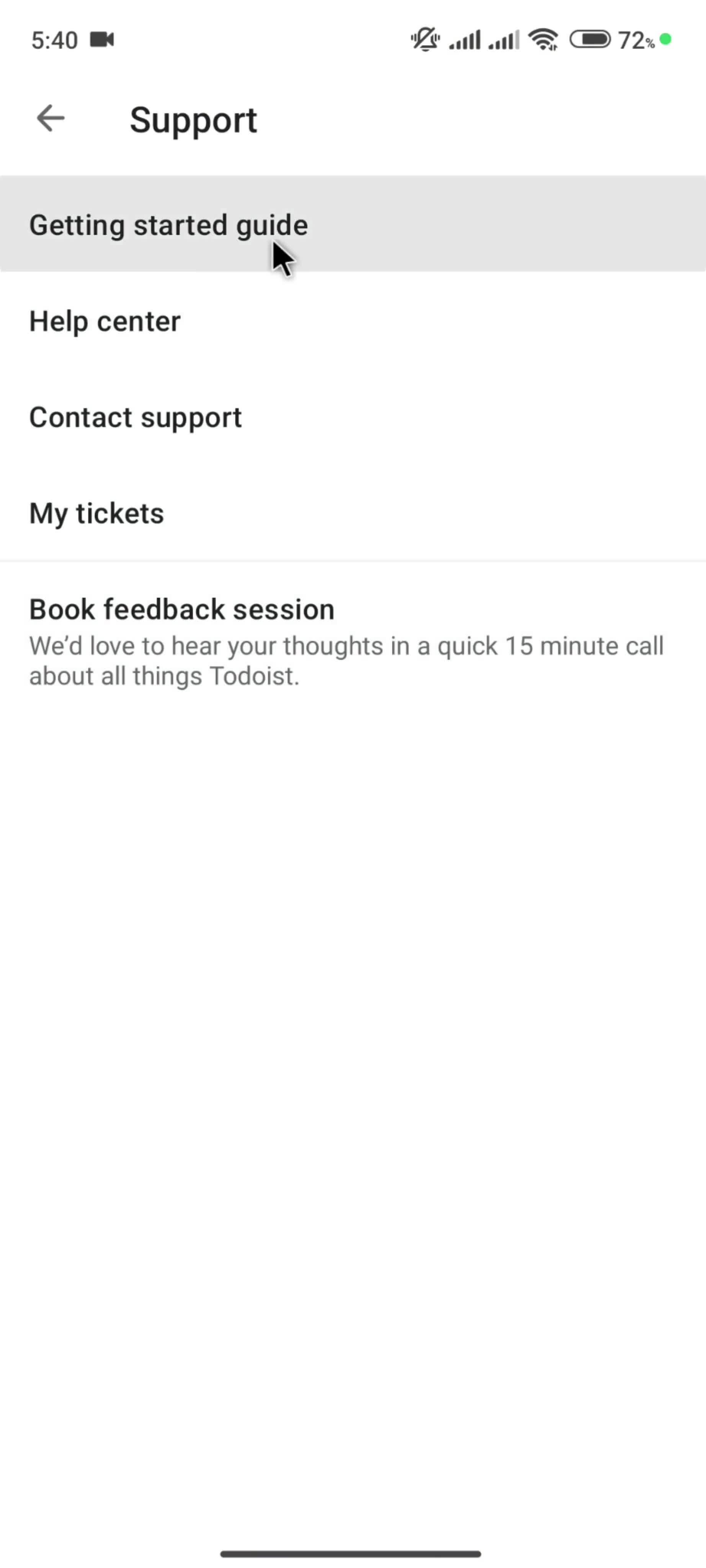 Help center screenshot