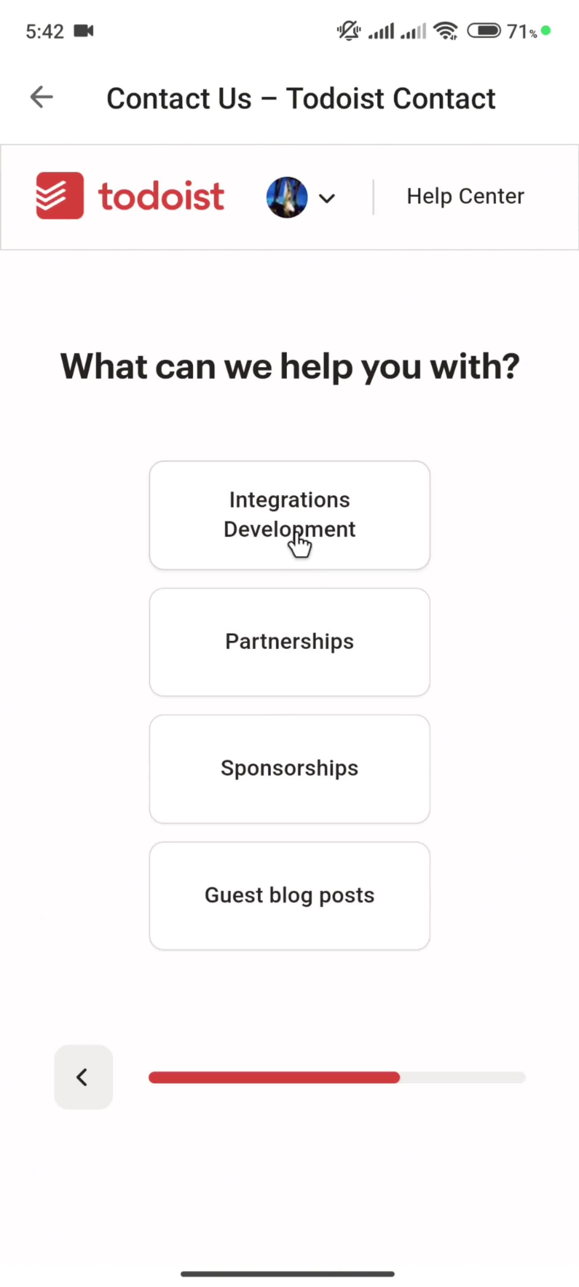 Help center screenshot