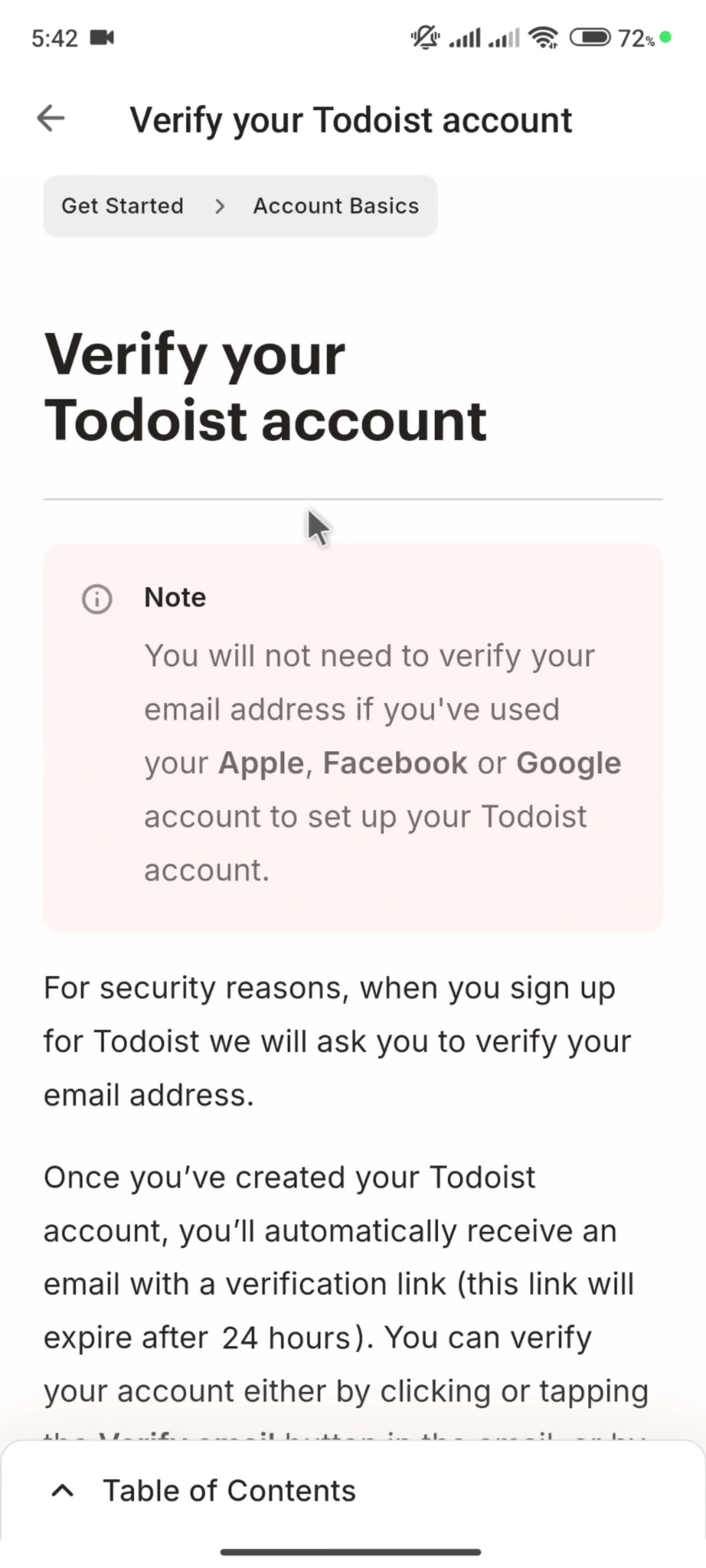 Help center screenshot
