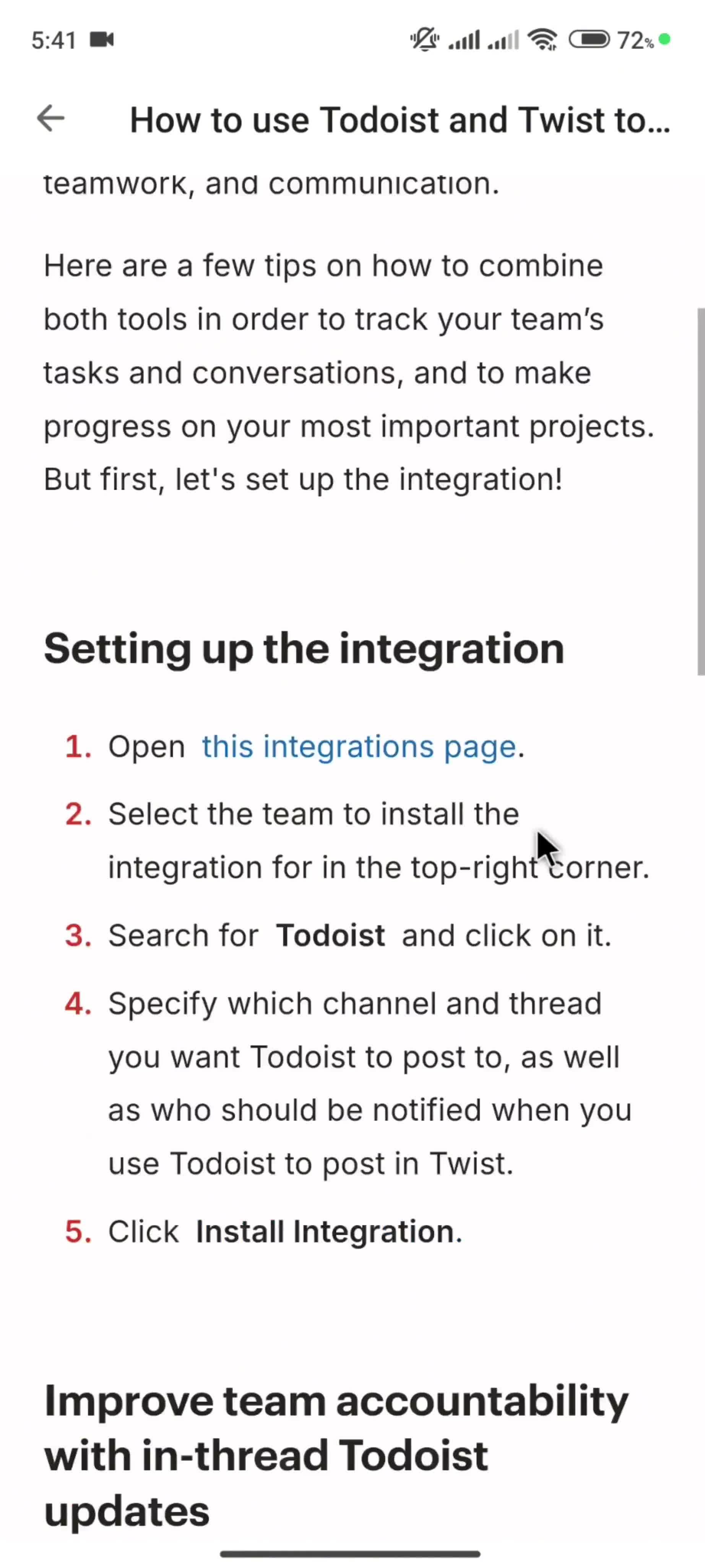 Help center screenshot