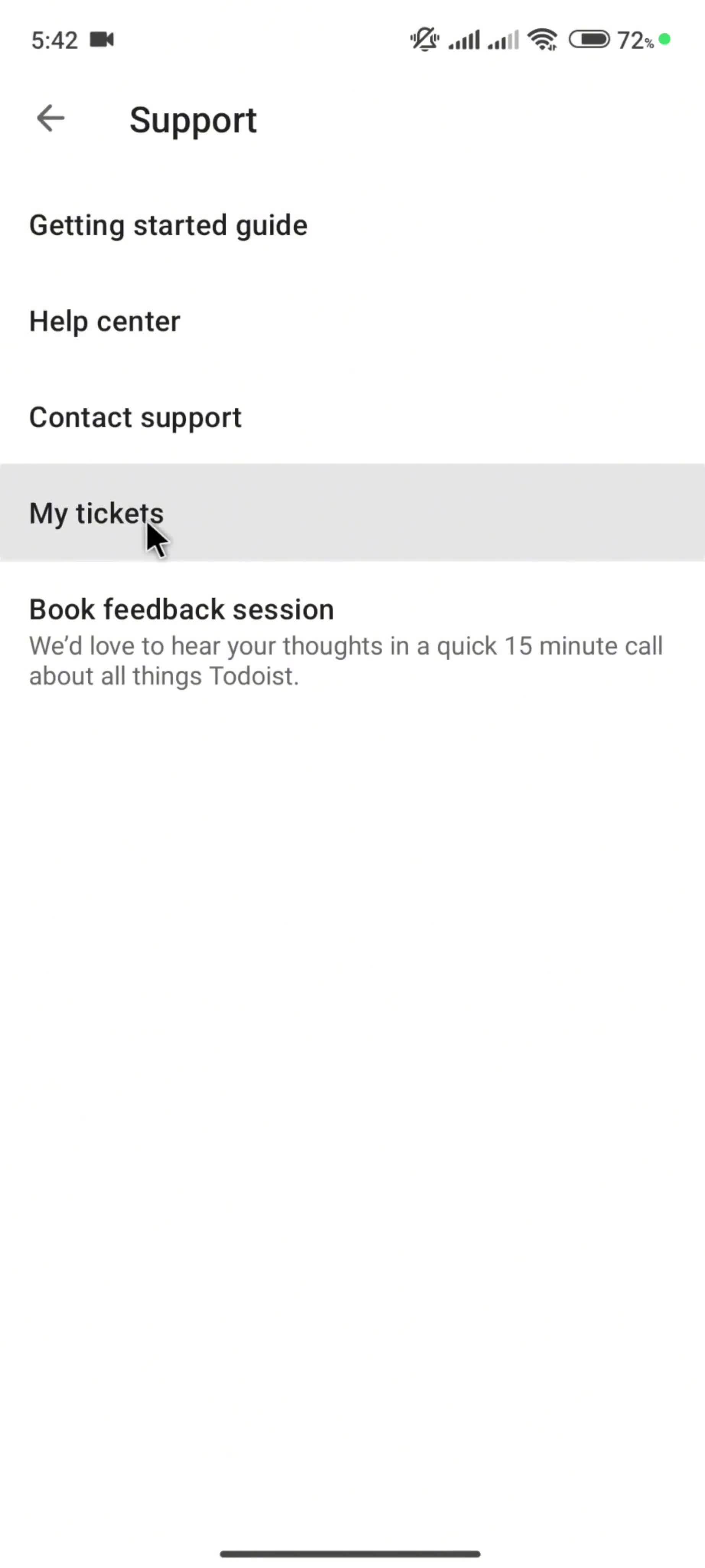 Help center screenshot