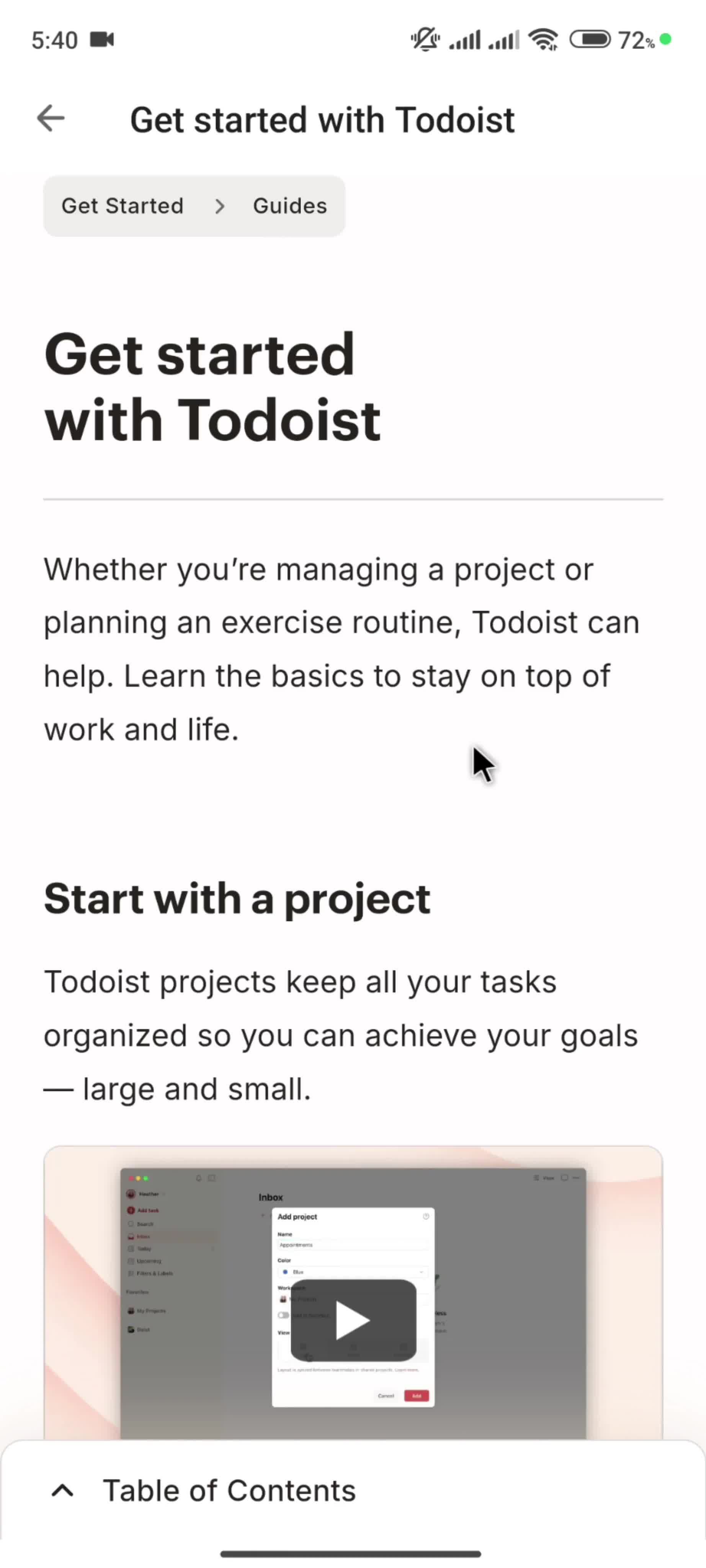 Help center screenshot