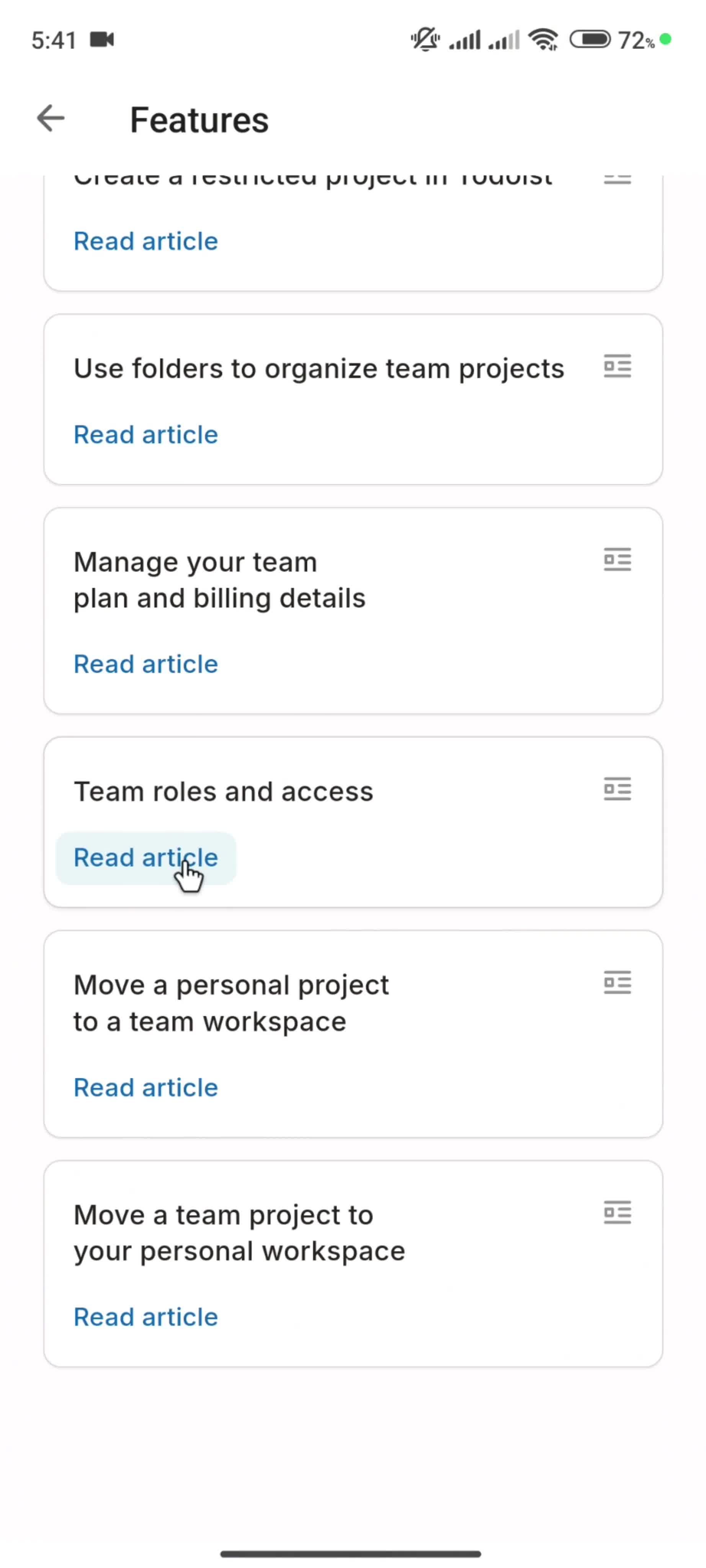 Help center screenshot