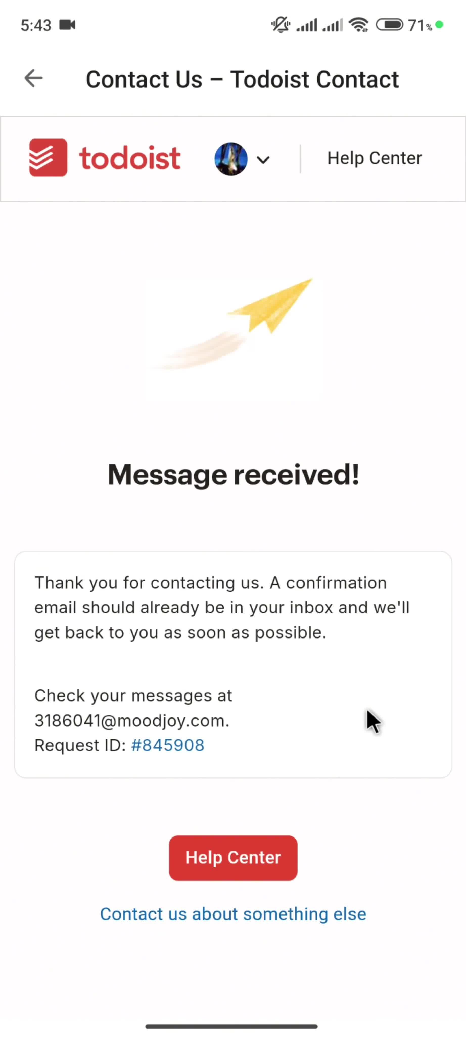 Help center screenshot