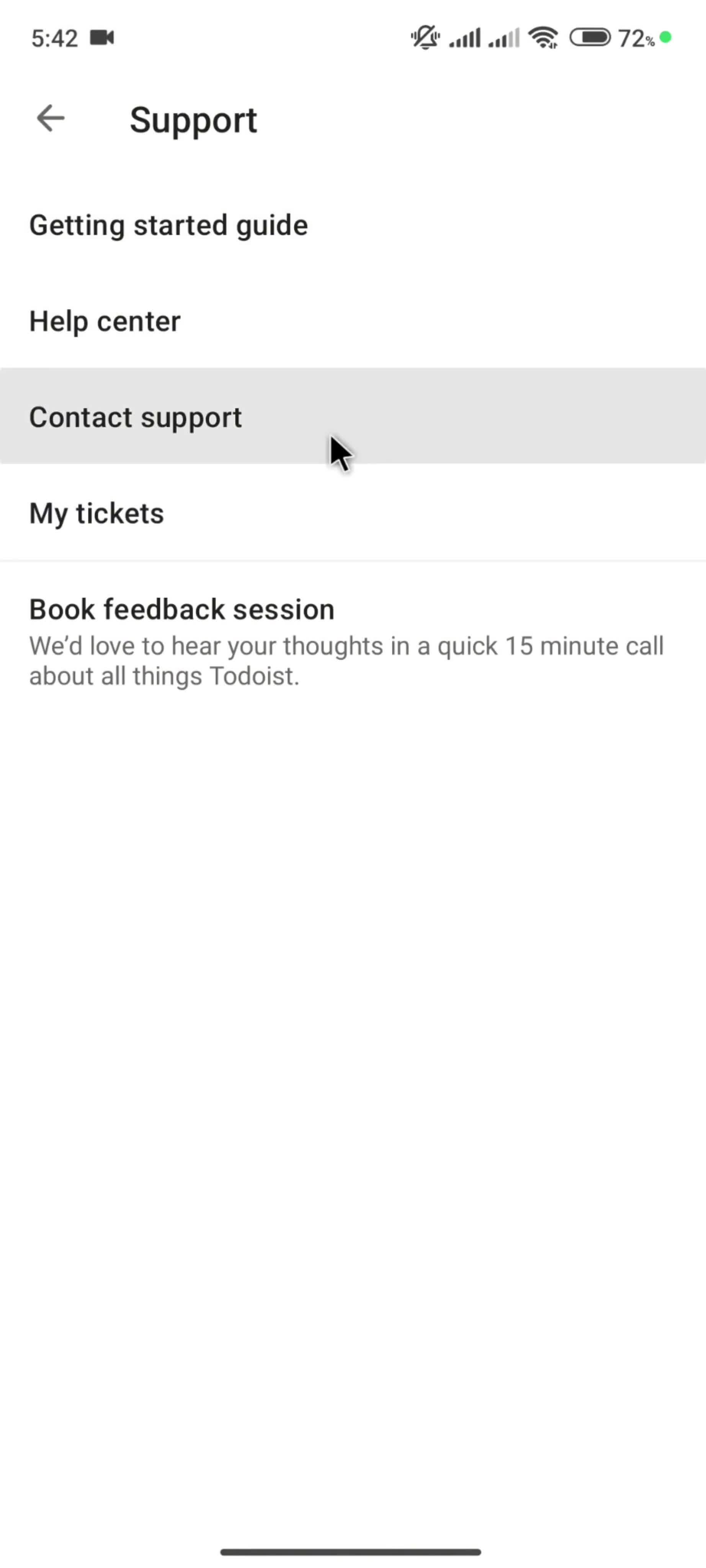 Help center screenshot