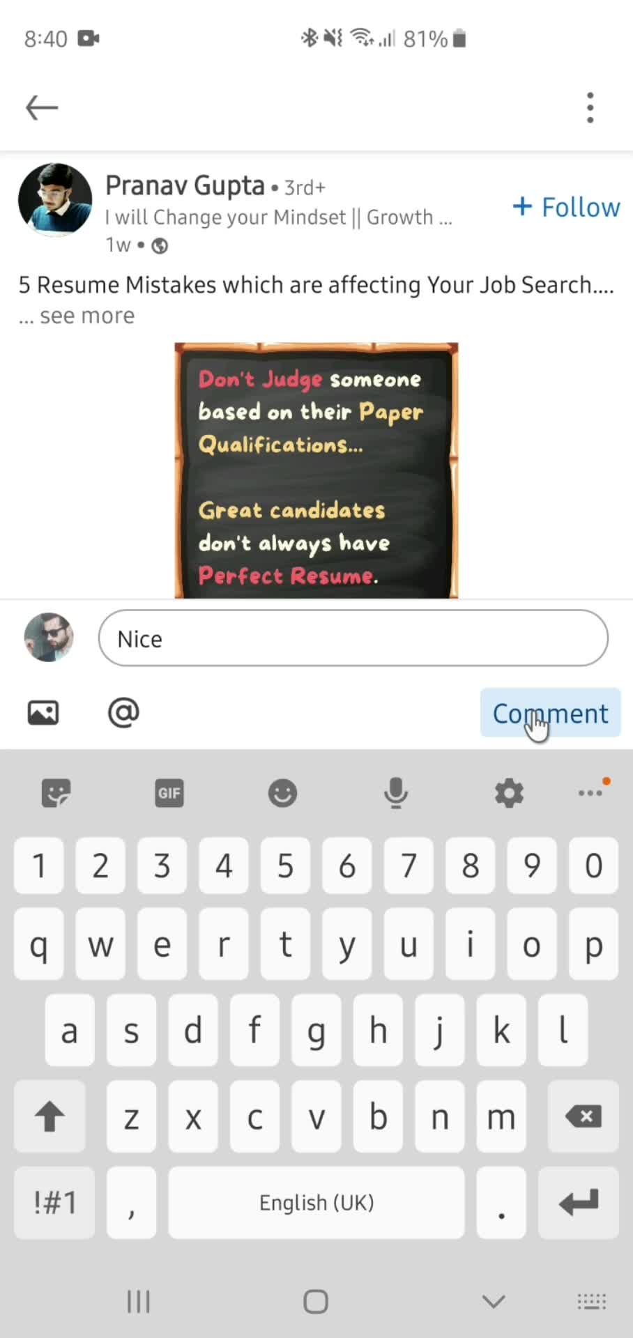 Commenting screenshot
