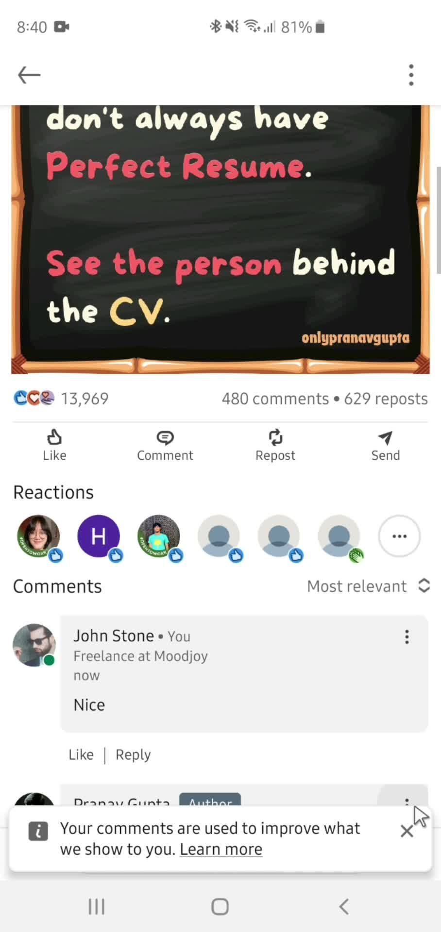 Commenting screenshot