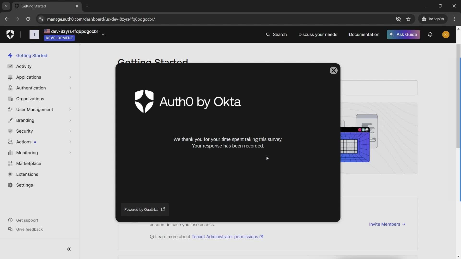 Giving feedback screenshot
