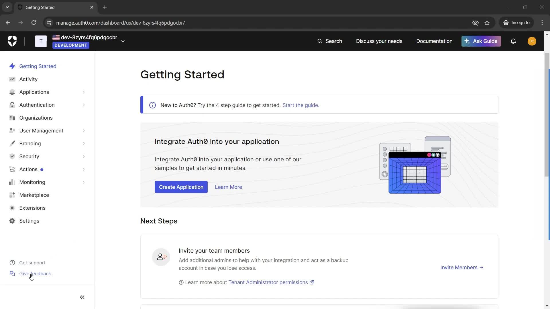 Giving feedback screenshot
