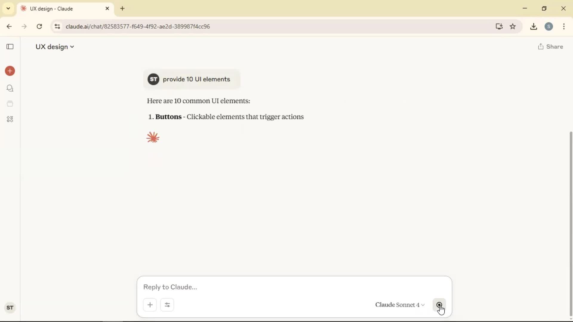 Giving feedback screenshot