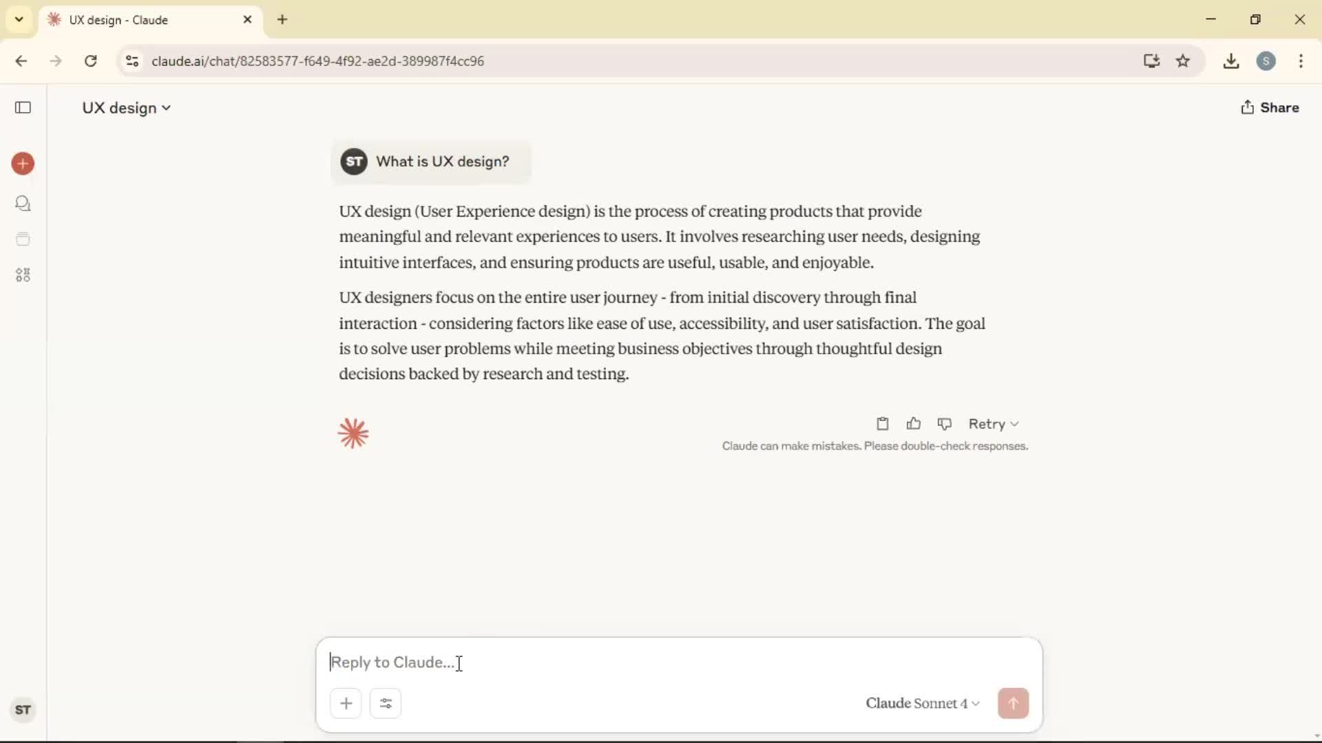 Giving feedback screenshot
