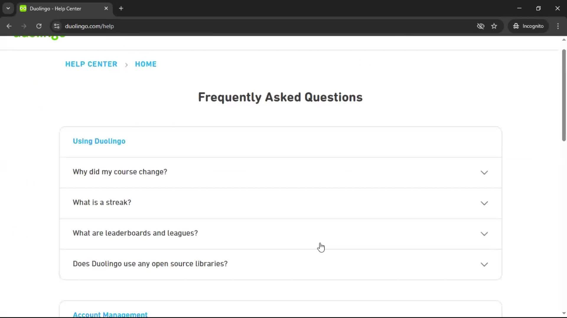 Giving feedback screenshot
