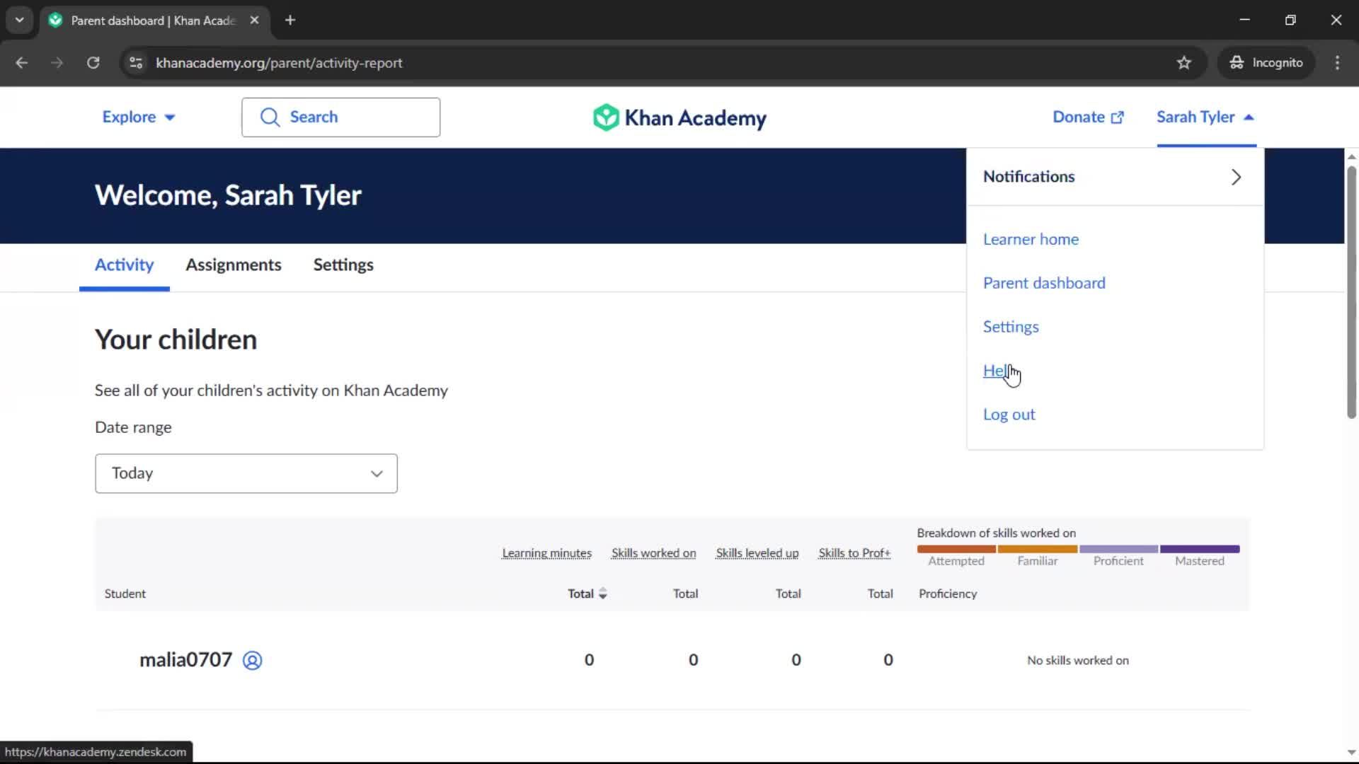 Giving feedback screenshot