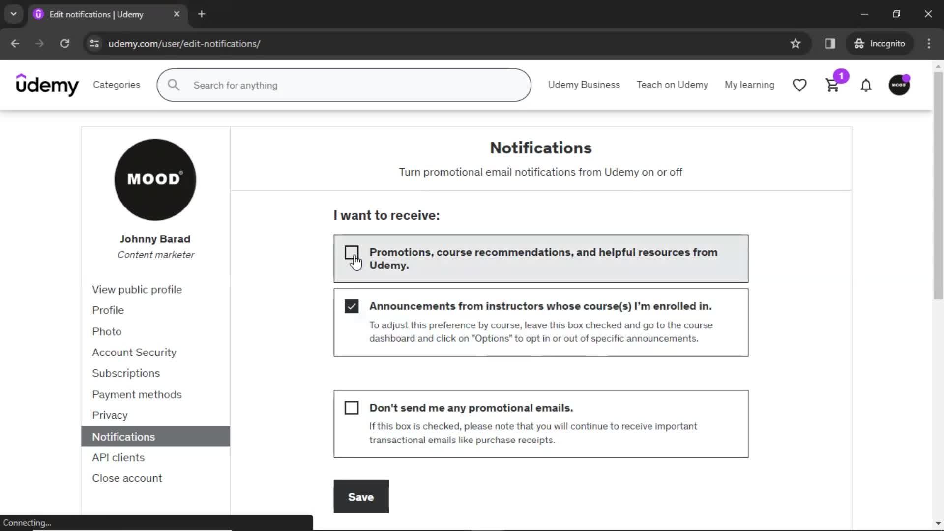 Settings screenshot