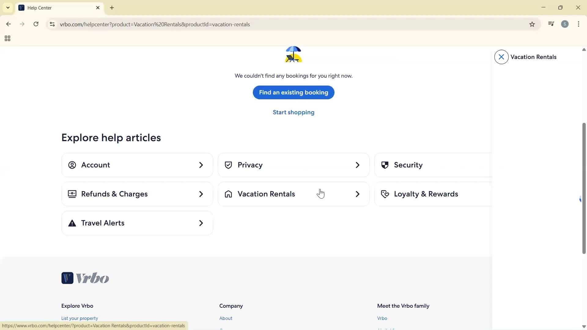 Help center screenshot