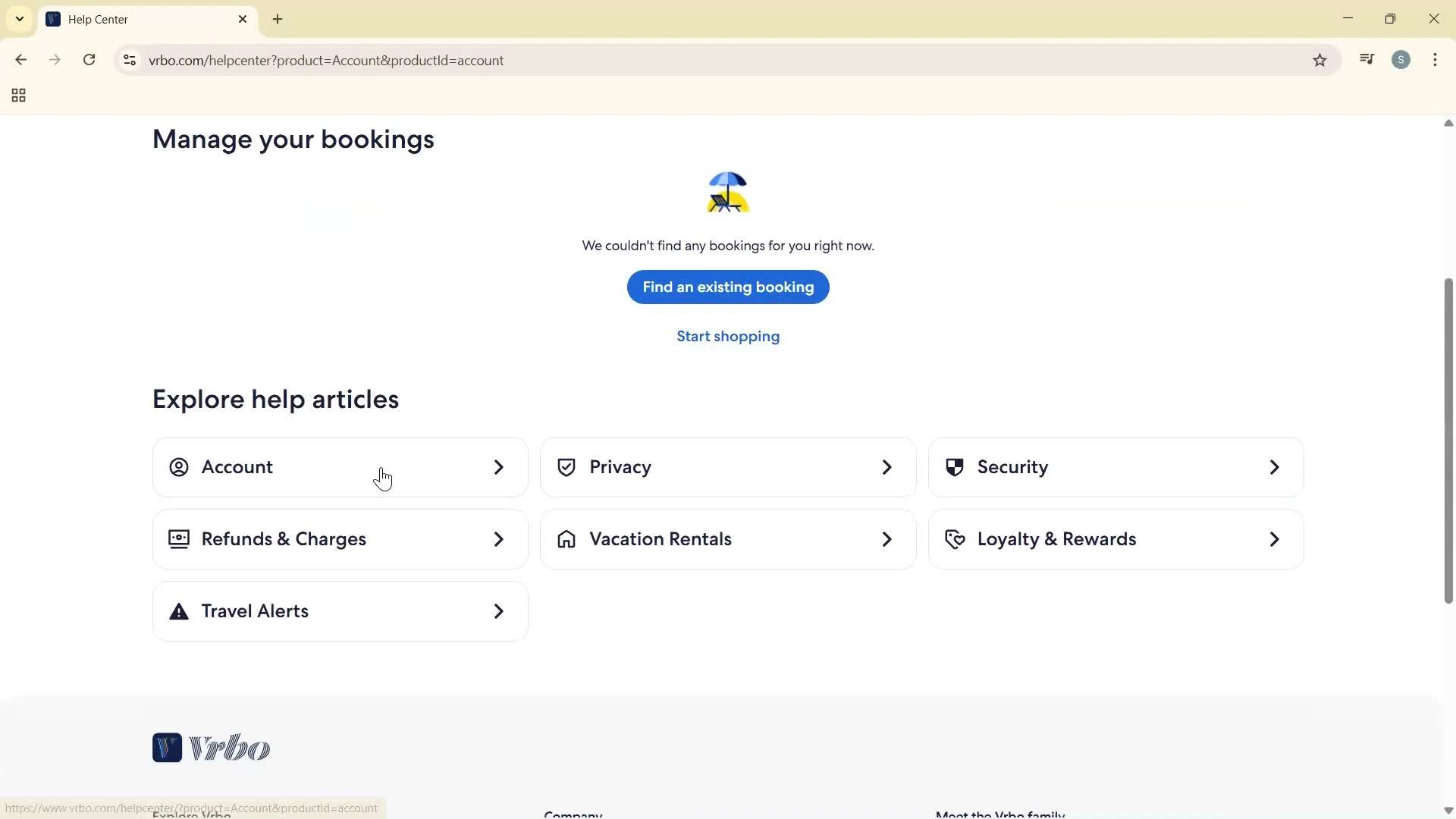 Help center screenshot
