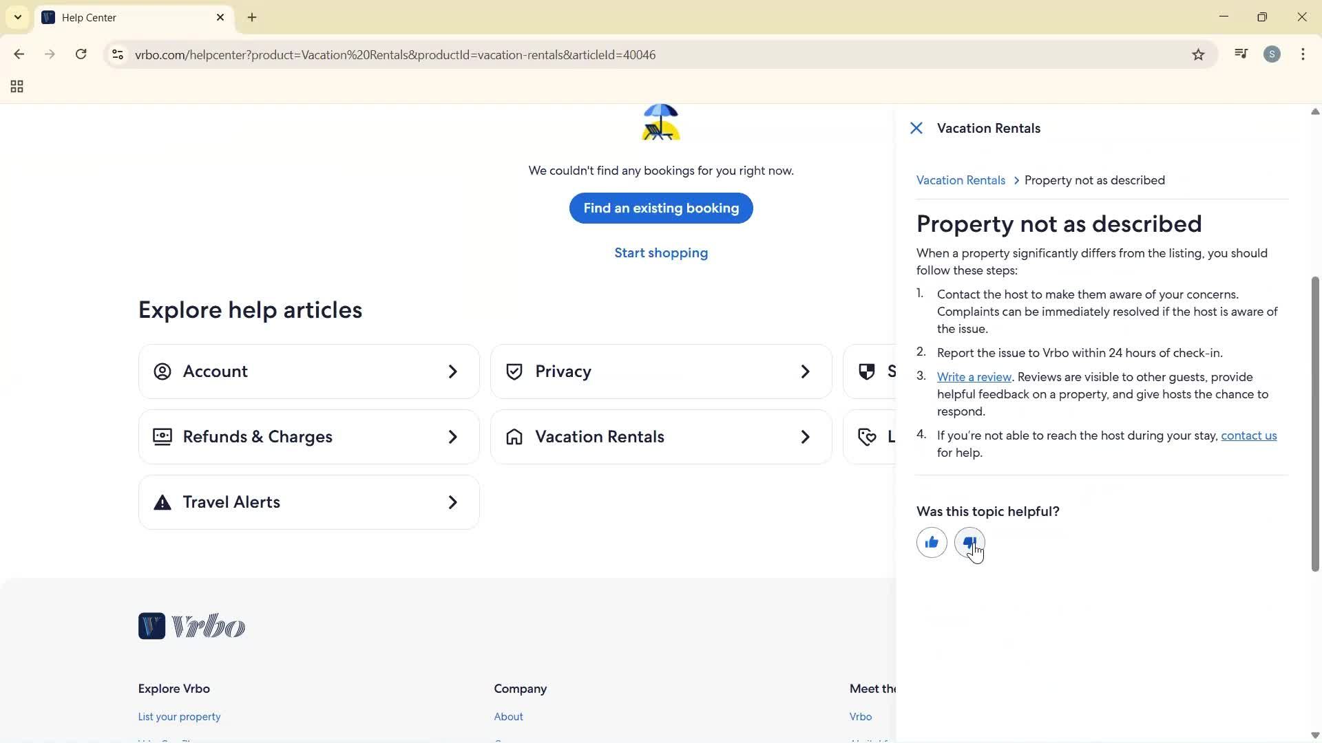 Help center screenshot
