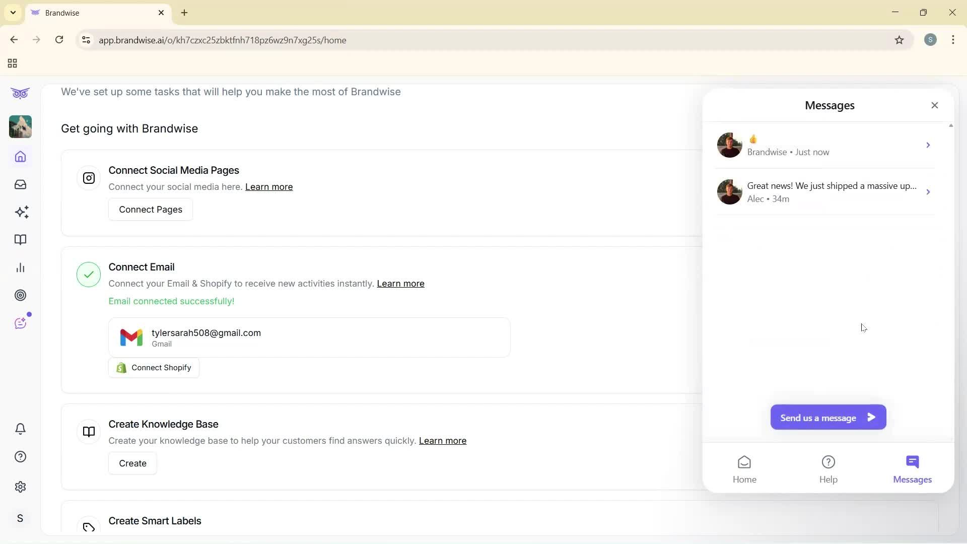 Help center screenshot