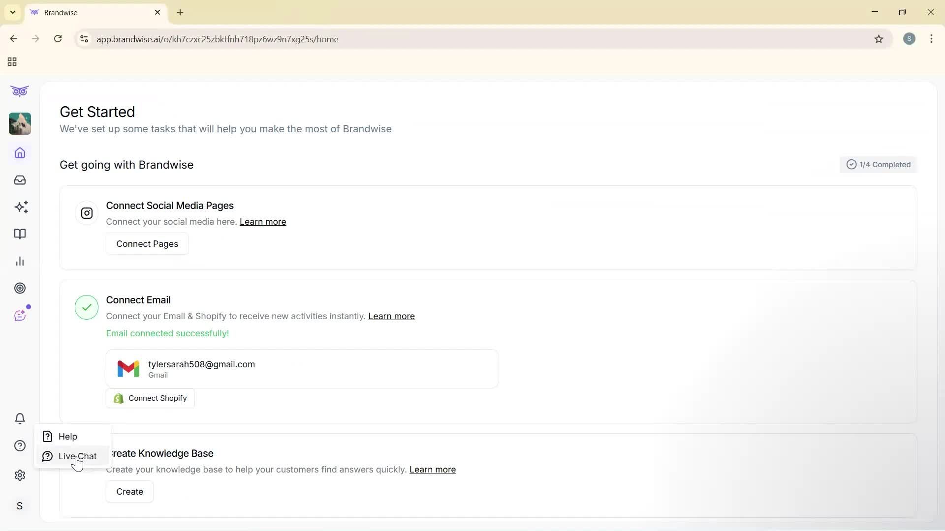 Help center screenshot