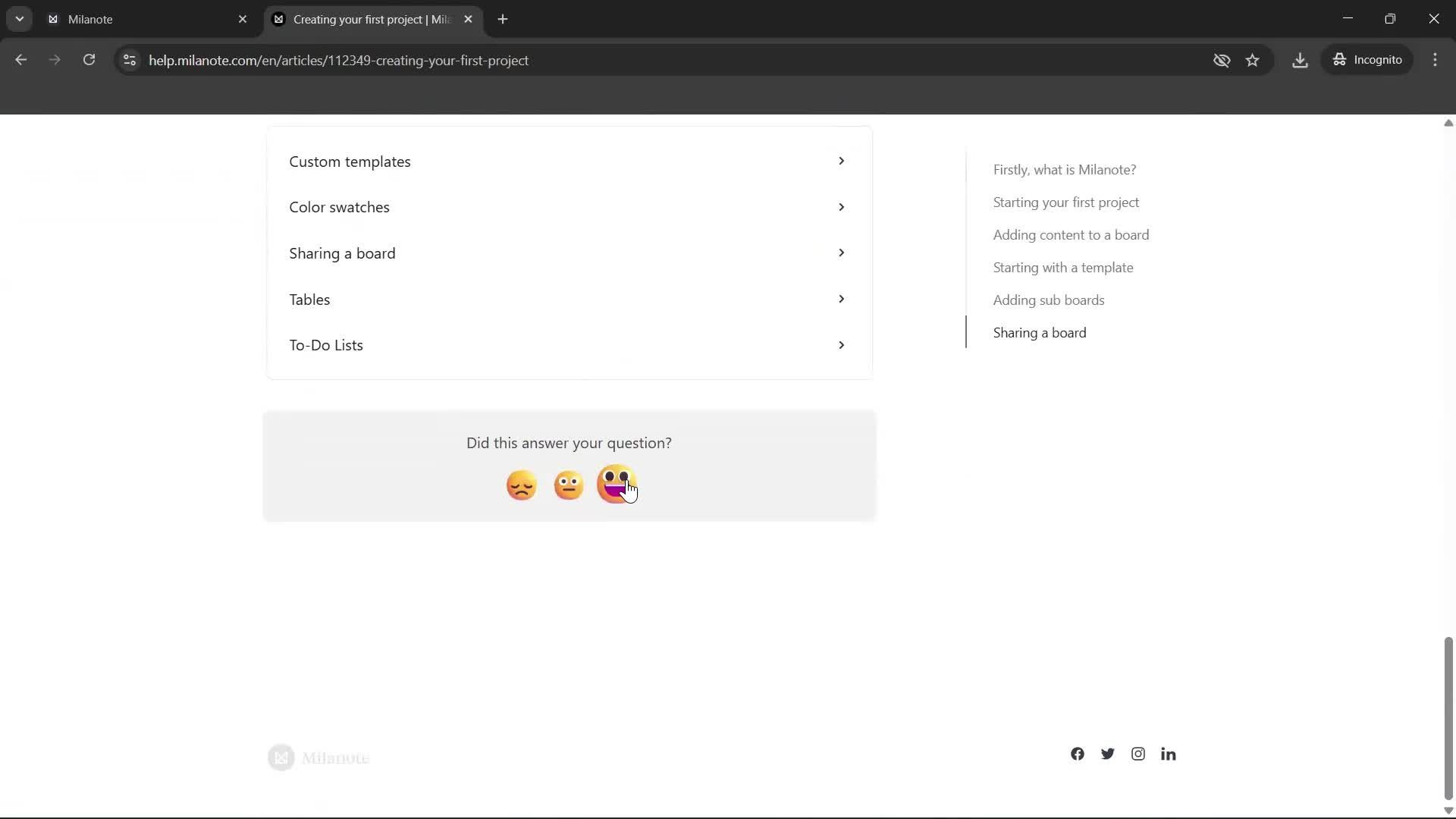 Help center screenshot