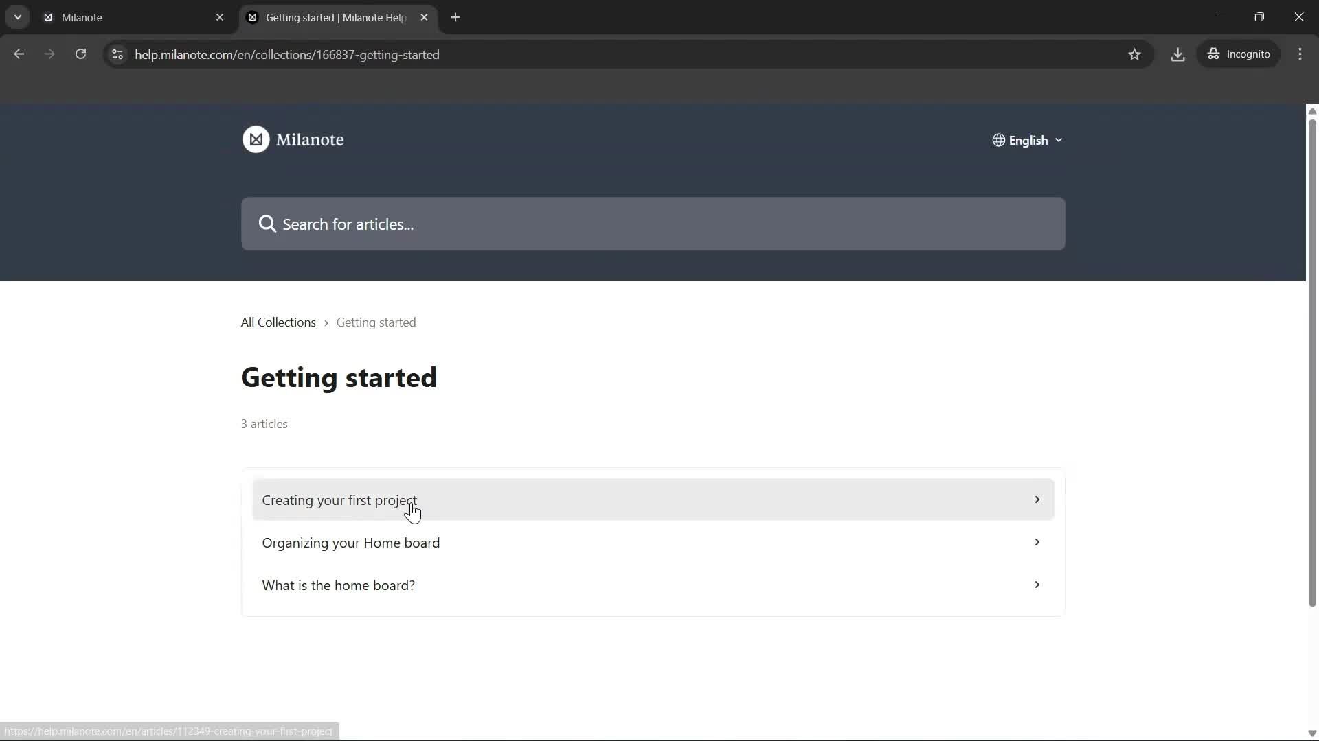 Help center screenshot