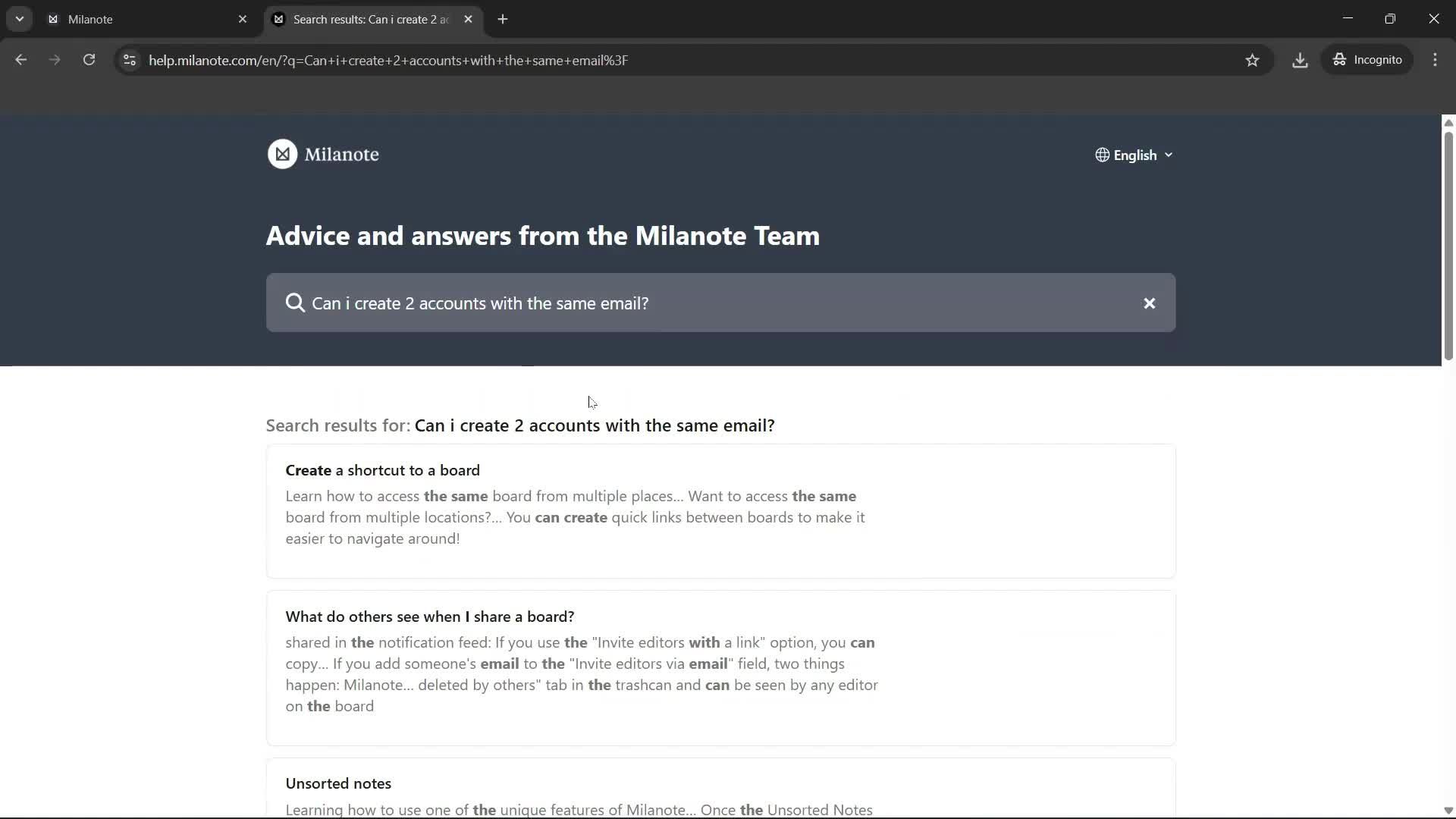 Help center screenshot