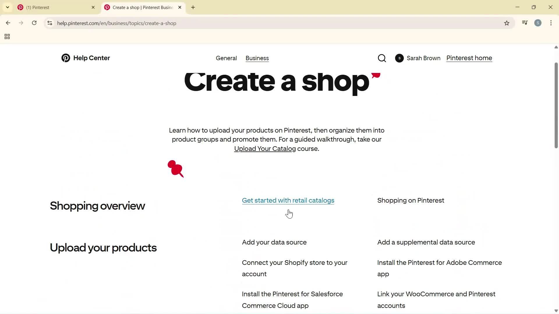 Help center screenshot