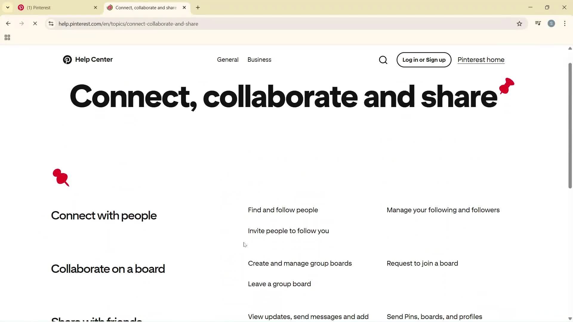 Help center screenshot