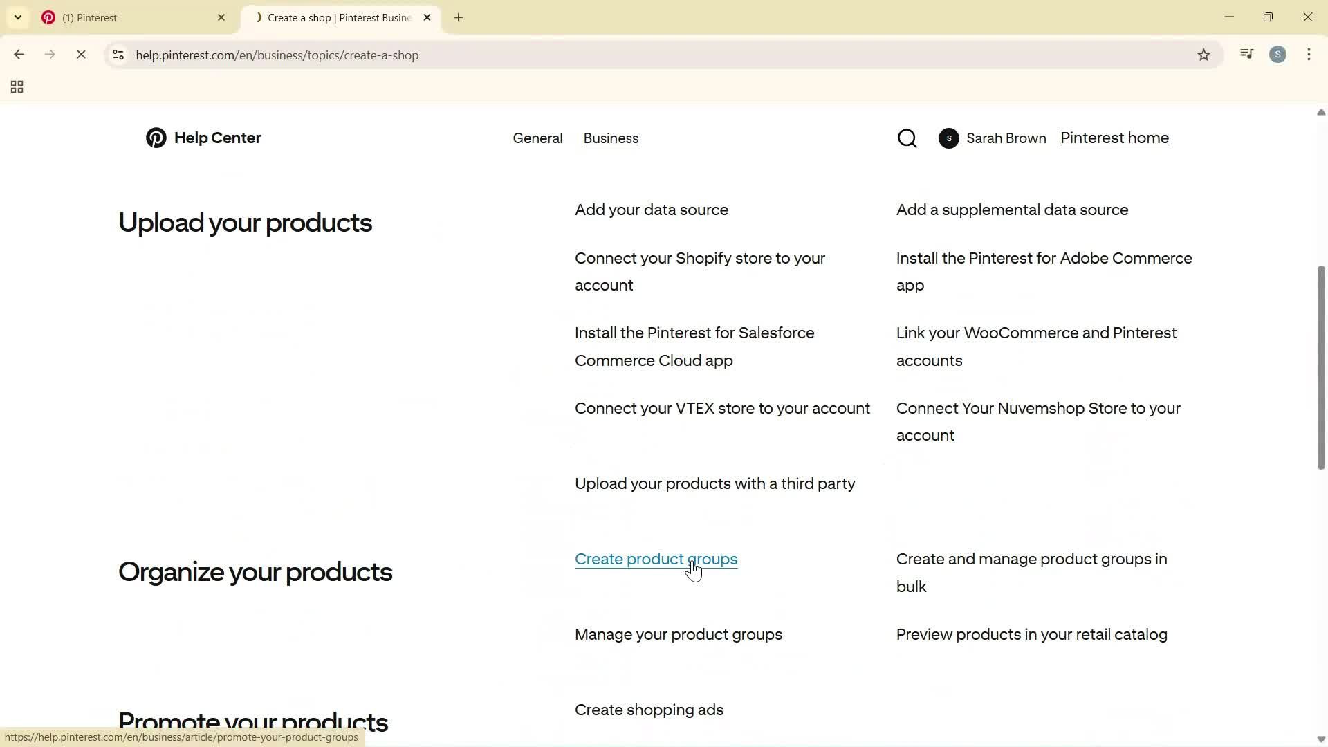Help center screenshot