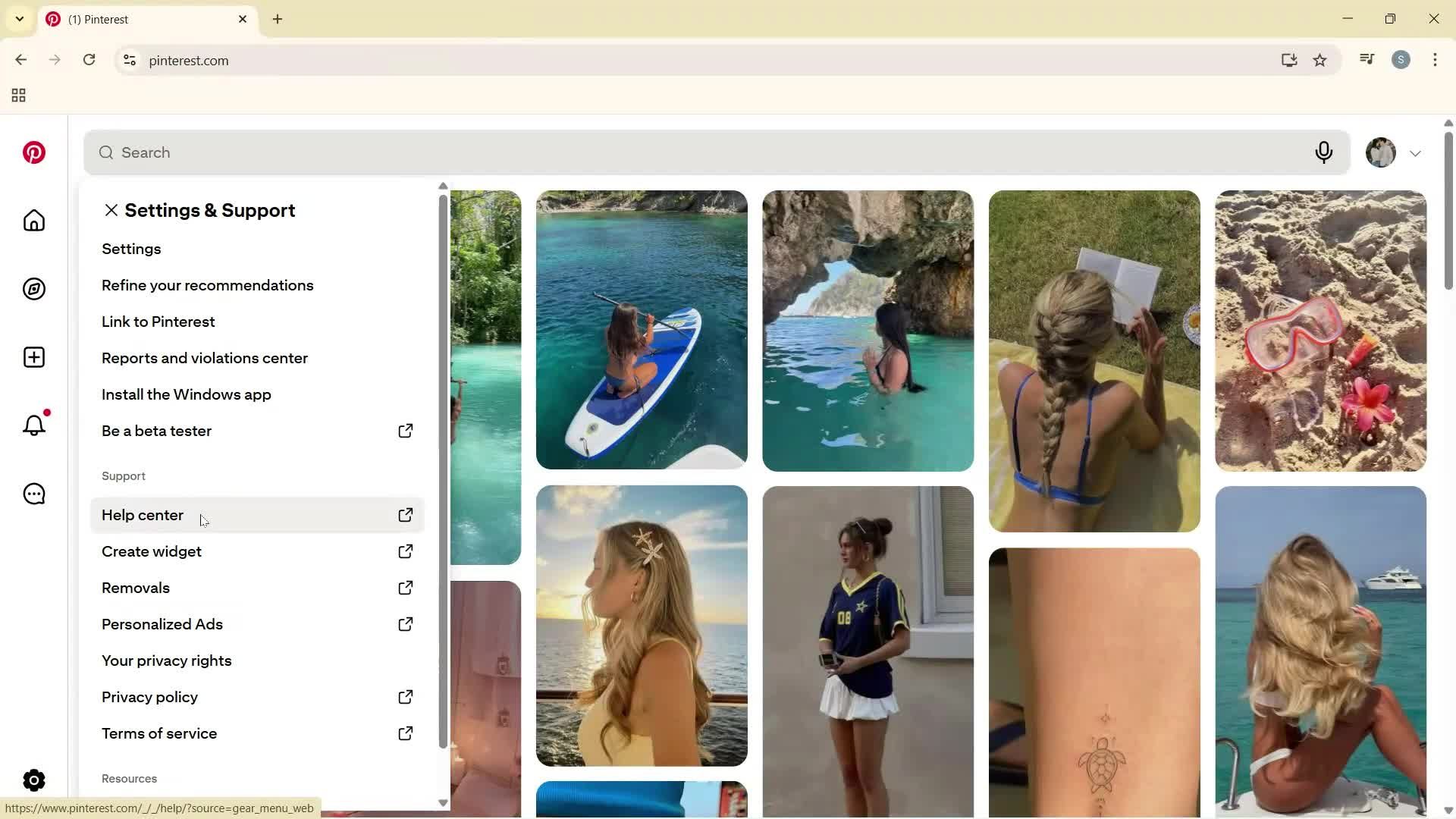 Help center screenshot