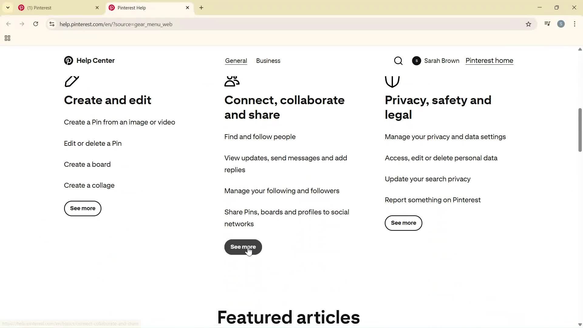 Help center screenshot