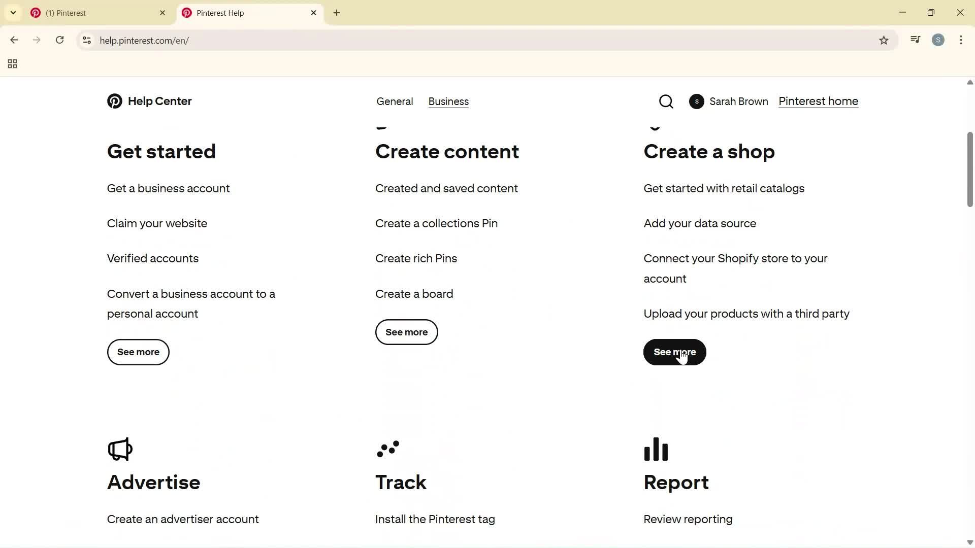 Help center screenshot