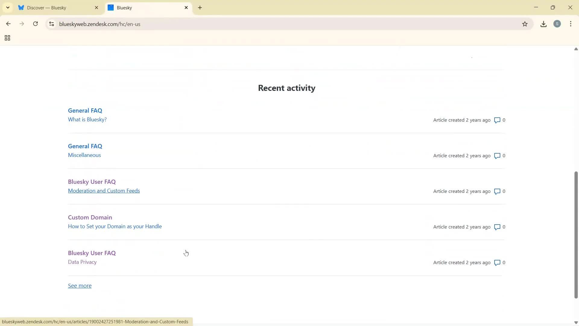 Help center screenshot