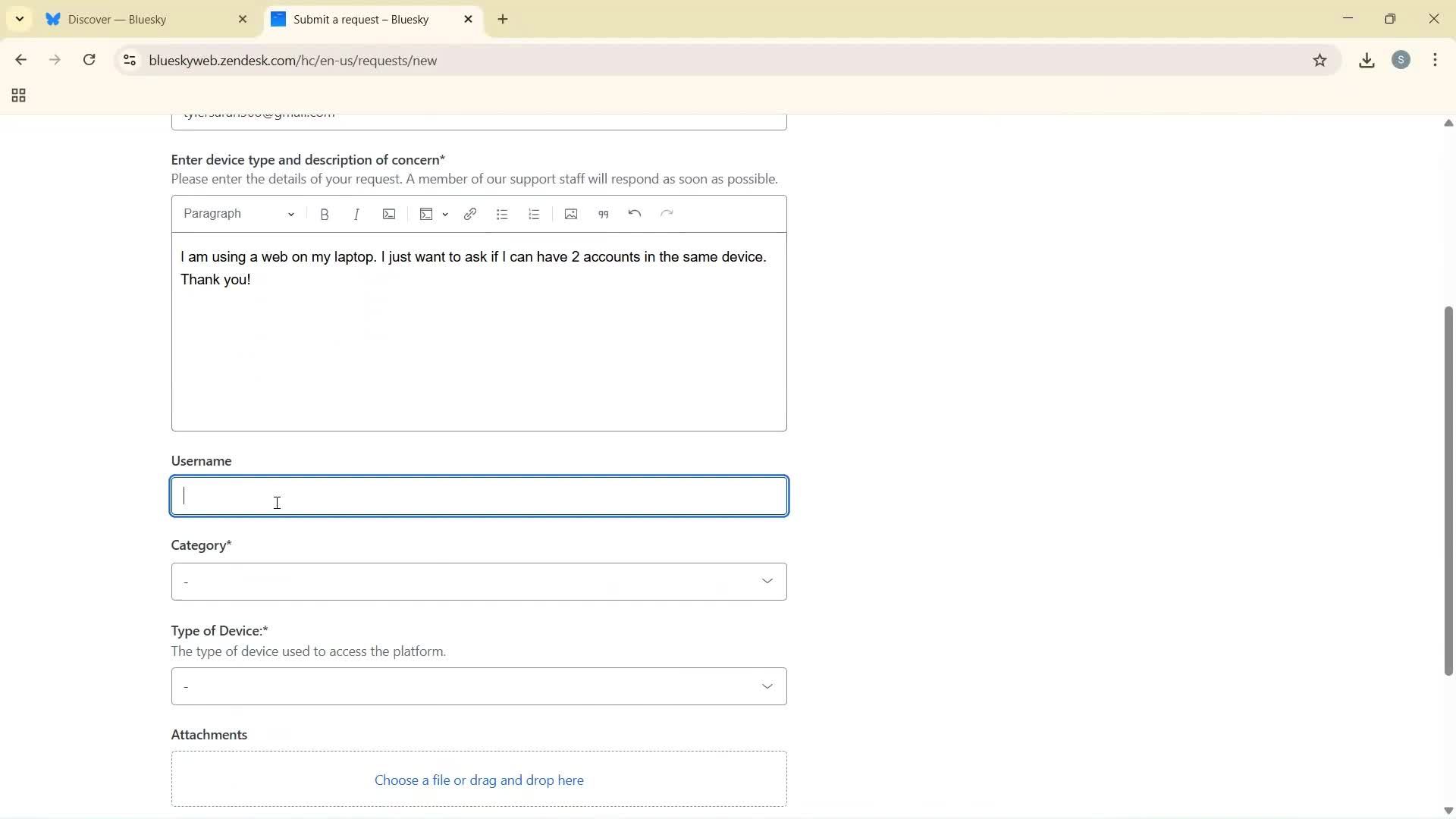 Help center screenshot