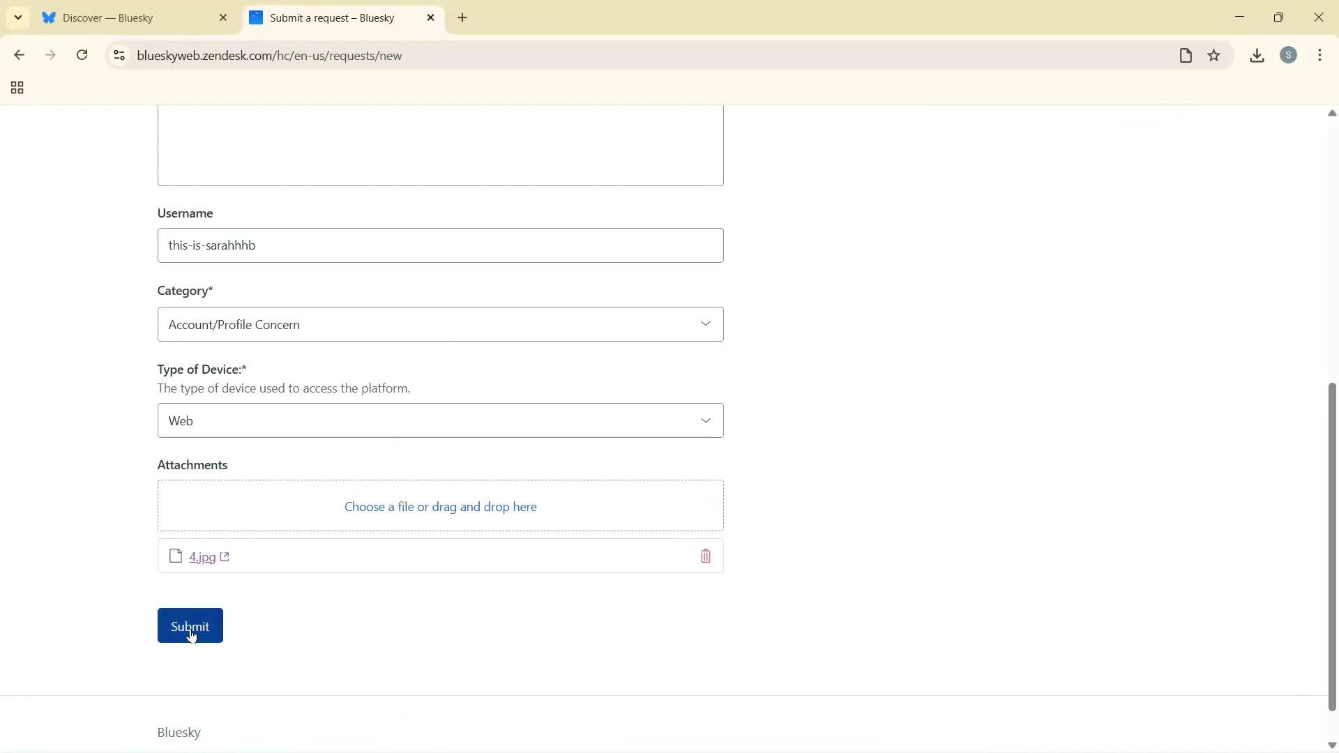 Help center screenshot