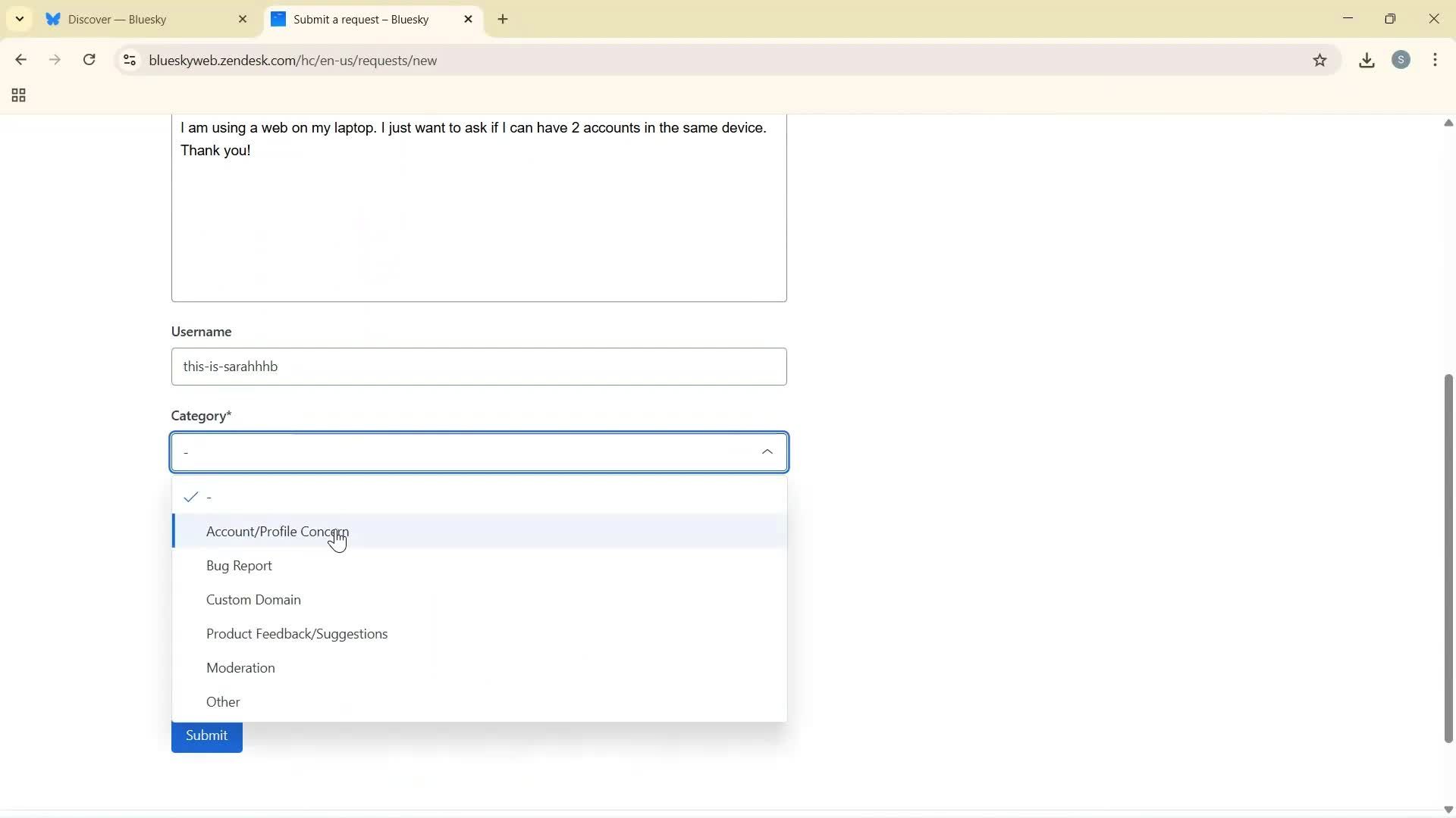 Help center screenshot