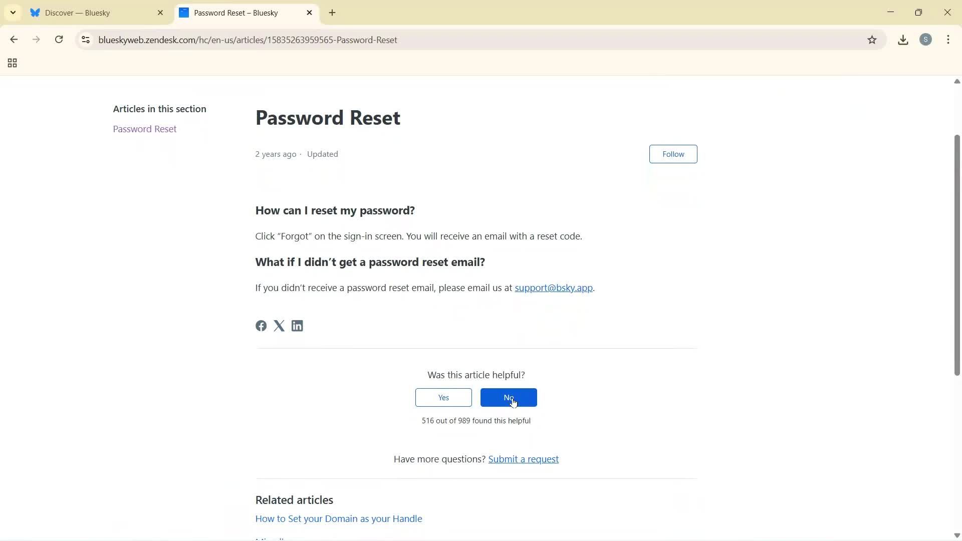 Help center screenshot