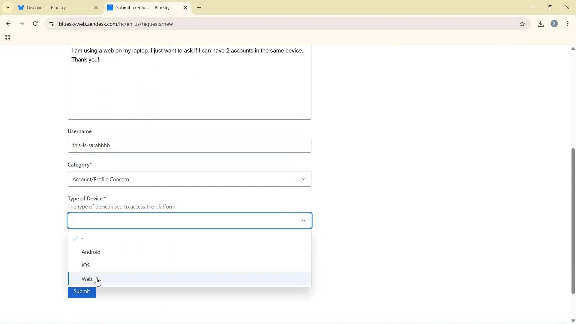 Help center screenshot