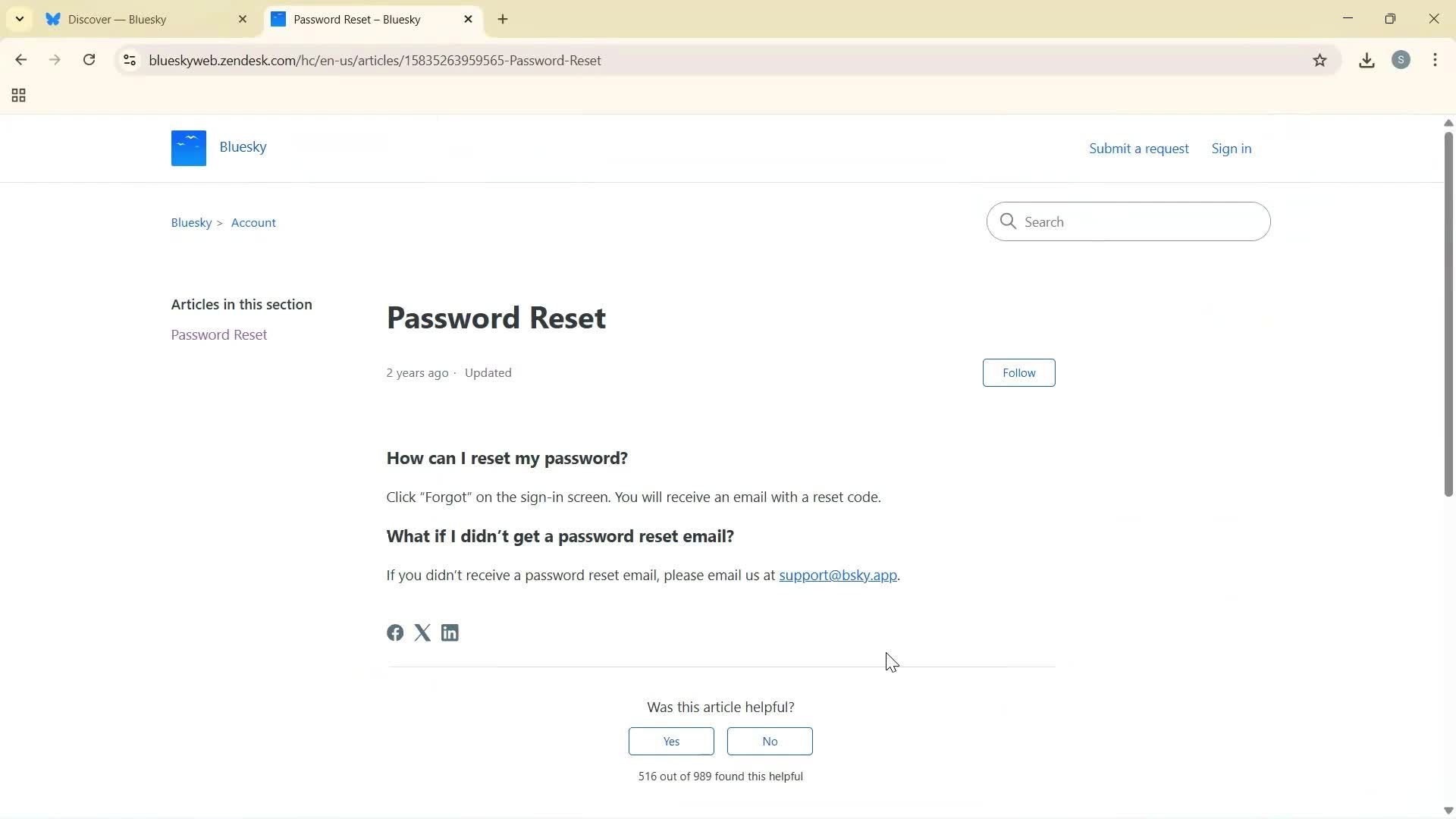 Help center screenshot