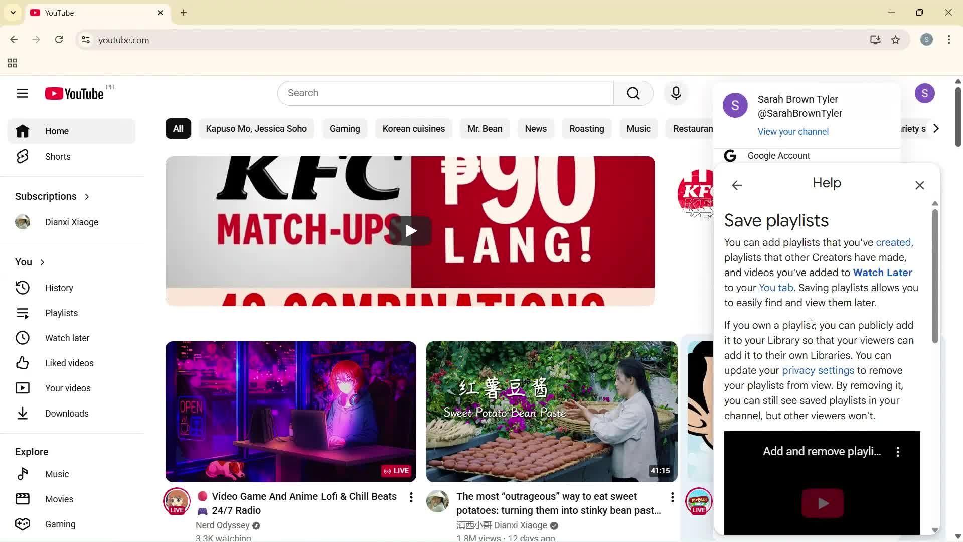 Help center screenshot