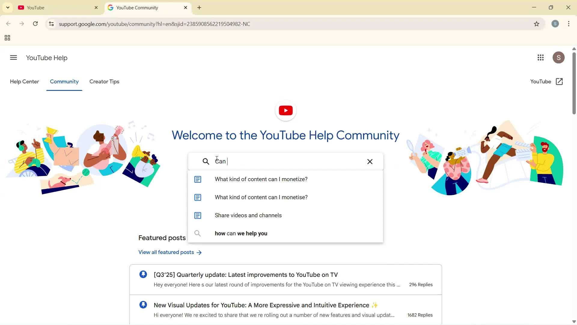 Help center screenshot