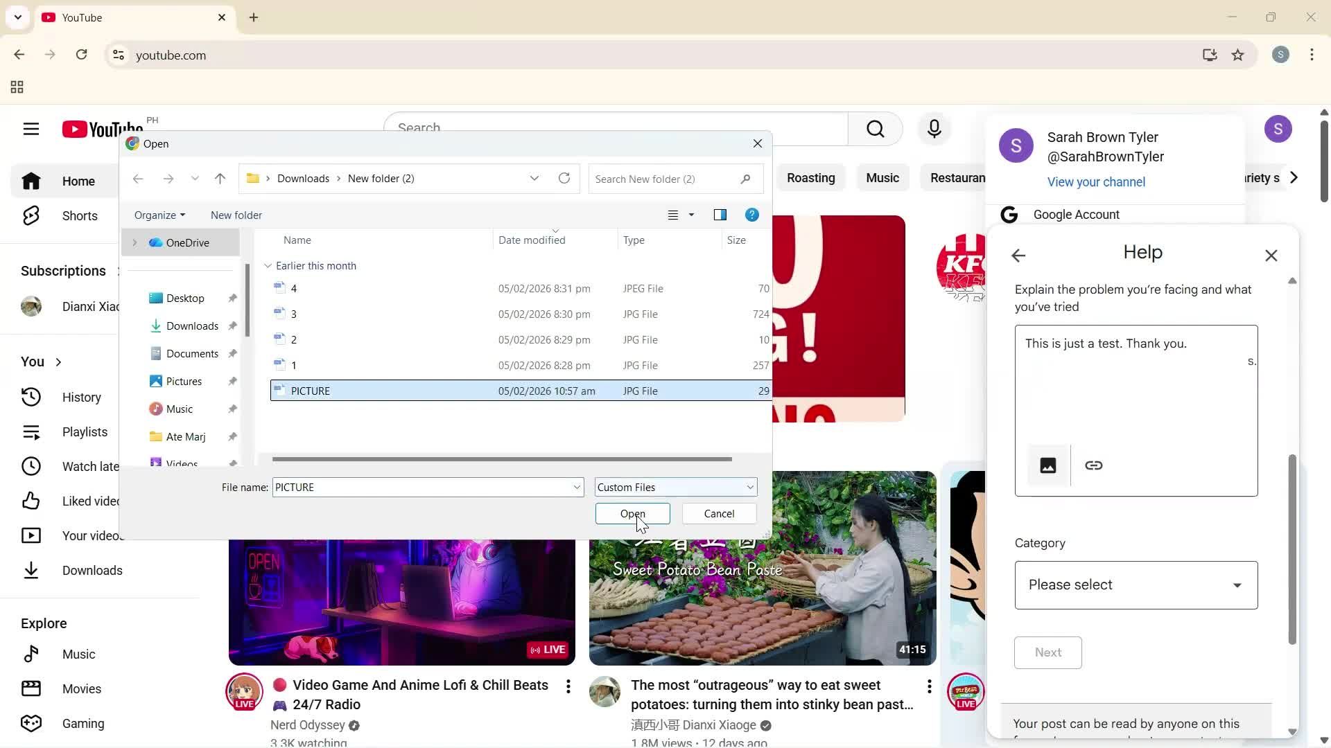 Help center screenshot